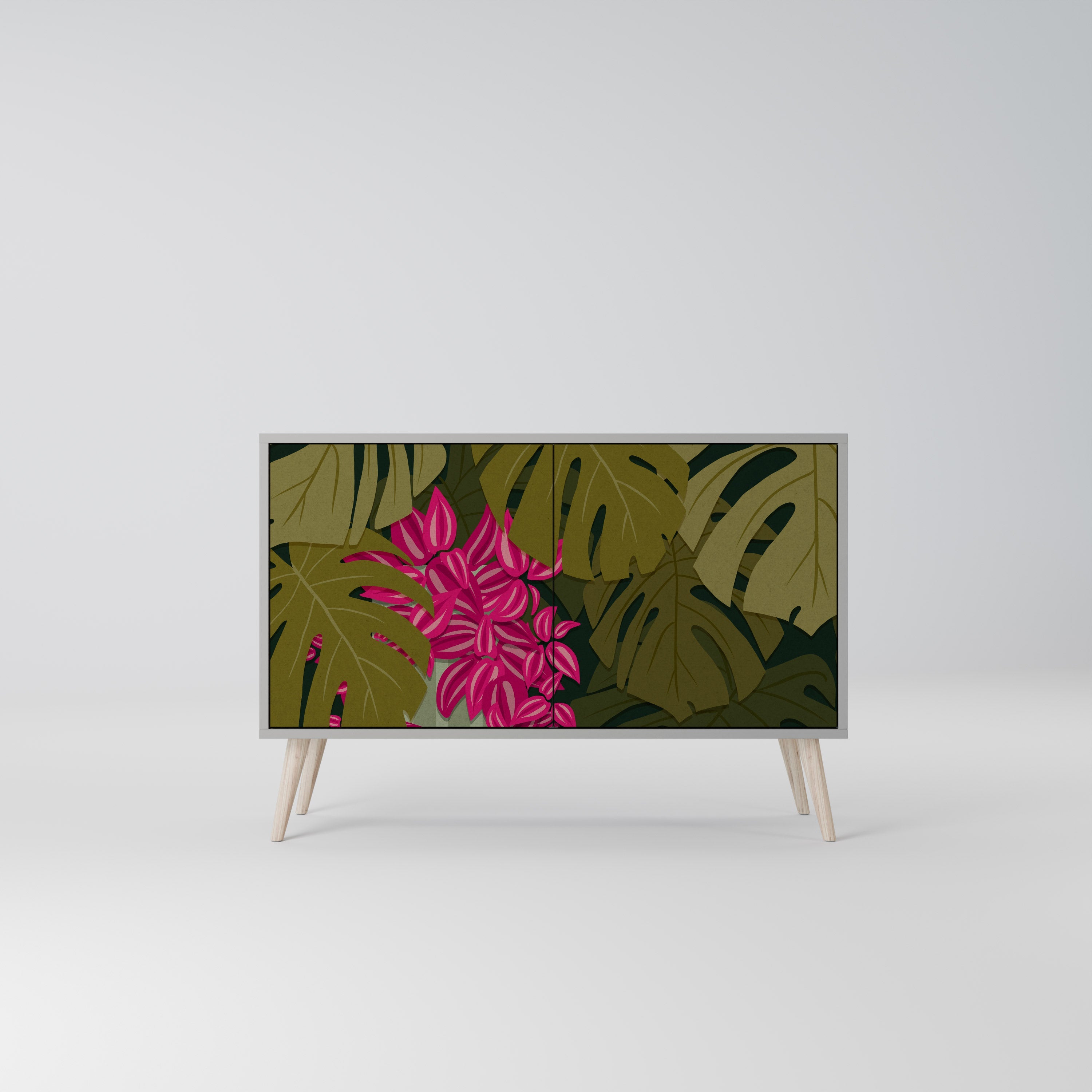 Μπουφές TROPICAL BEAUTY με 2 πόρτες σε γκρι φινίρισμα