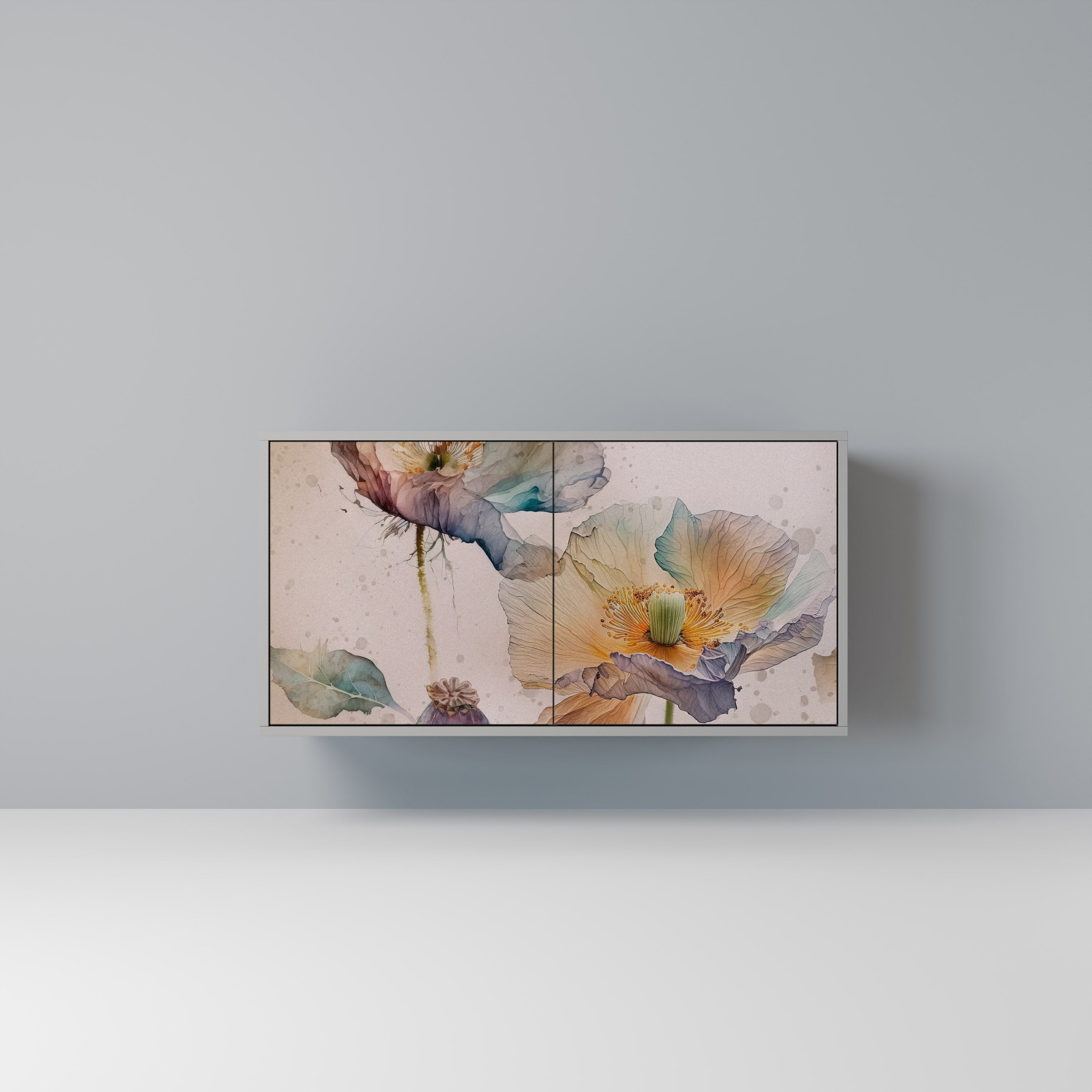 Μπουφές SOFTEN POPPY με 2 πόρτες σε γκρι φινίρισμα