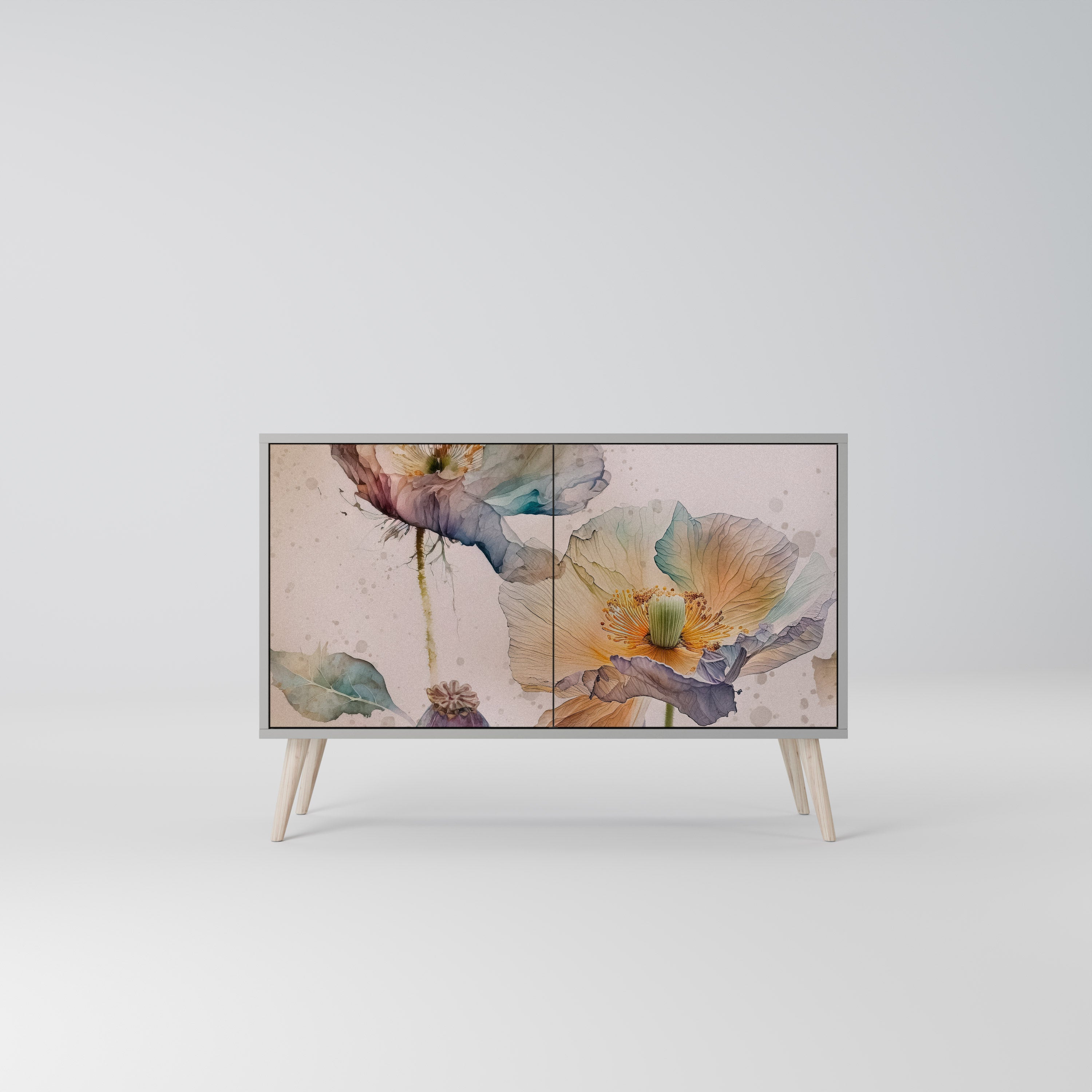 Μπουφές SOFTEN POPPY με 2 πόρτες σε γκρι φινίρισμα