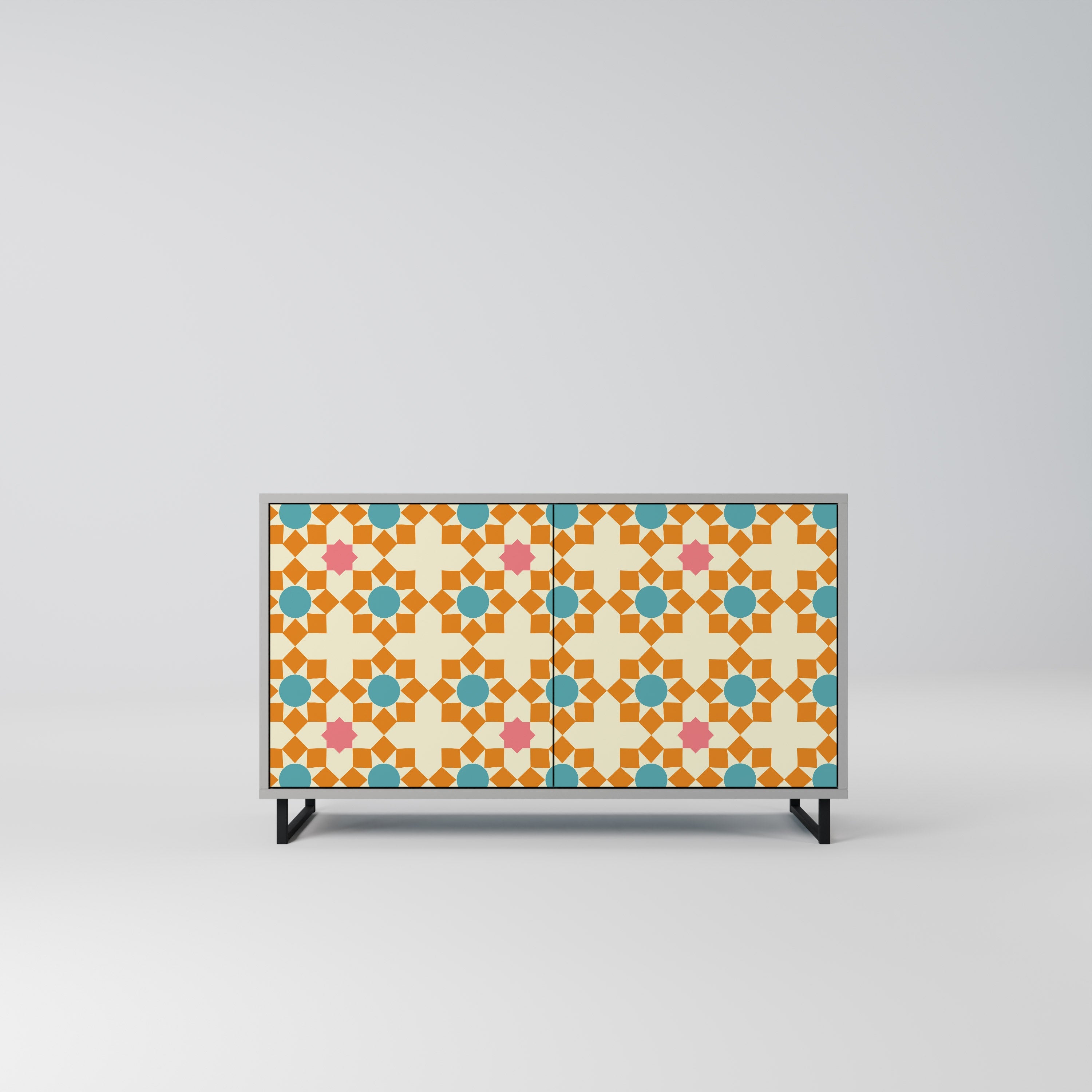 Μπουφές FLORAL DECOR με 2 πόρτες σε γκρι φινίρισμα