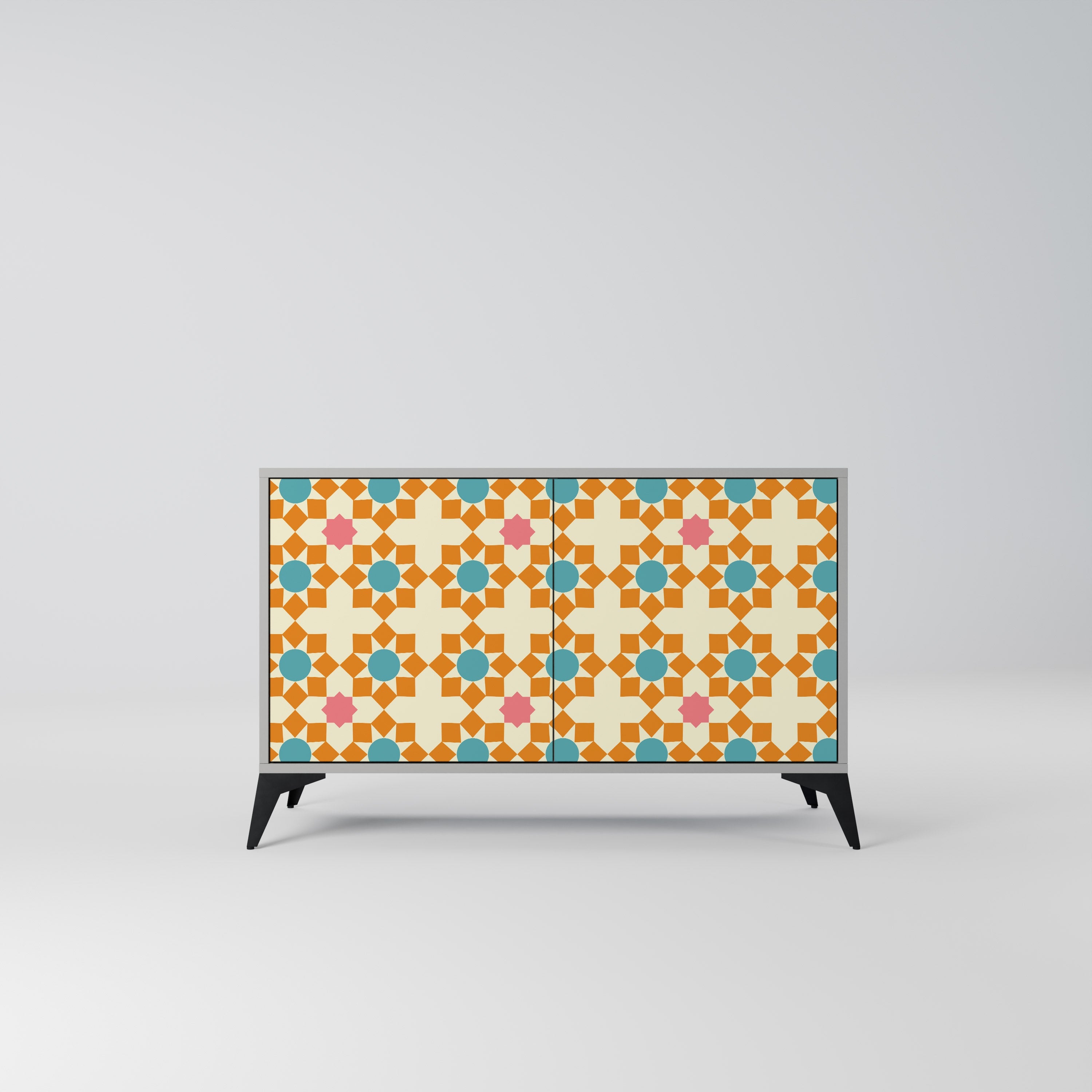 Μπουφές FLORAL DECOR με 2 πόρτες σε γκρι φινίρισμα