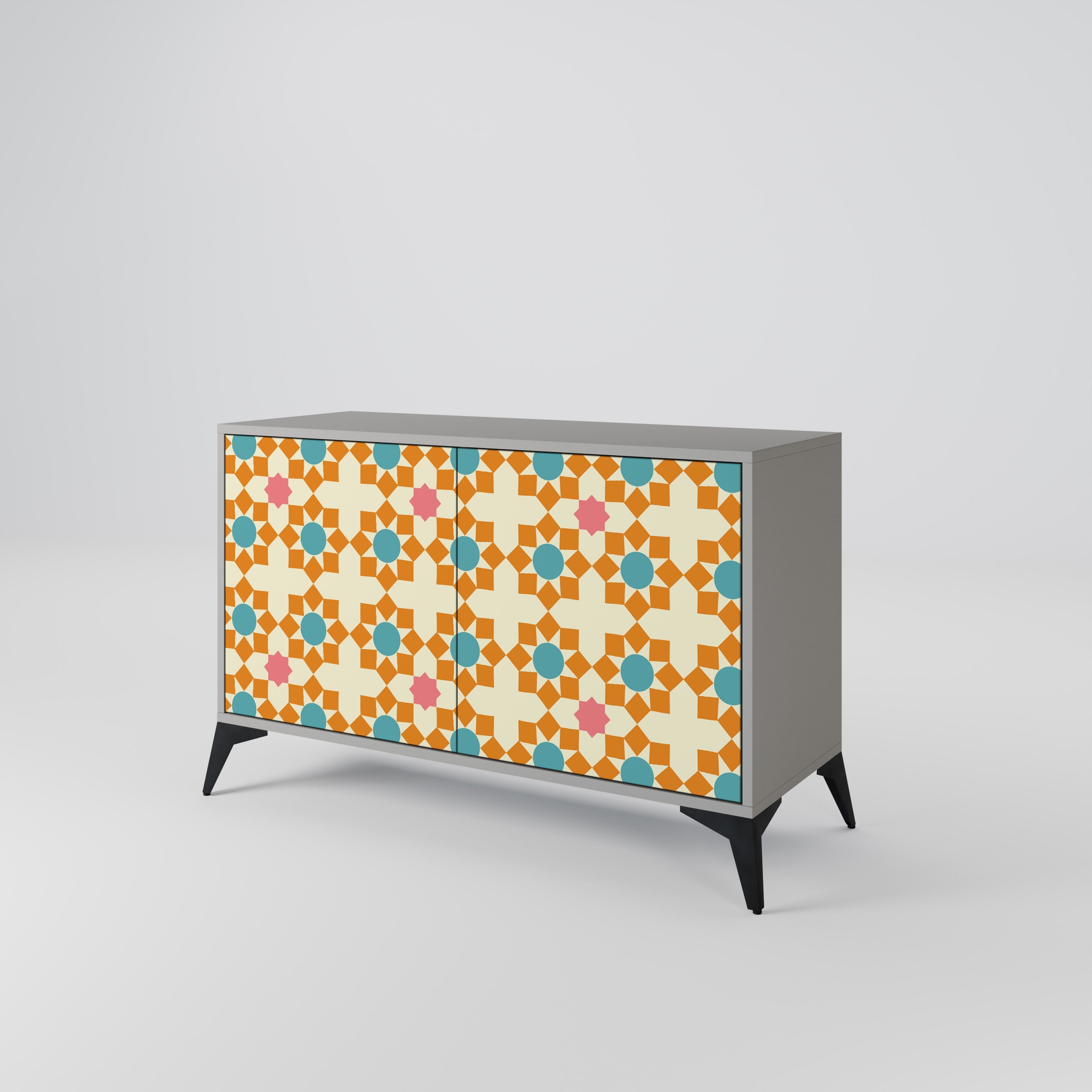 Μπουφές FLORAL DECOR με 2 πόρτες σε γκρι φινίρισμα