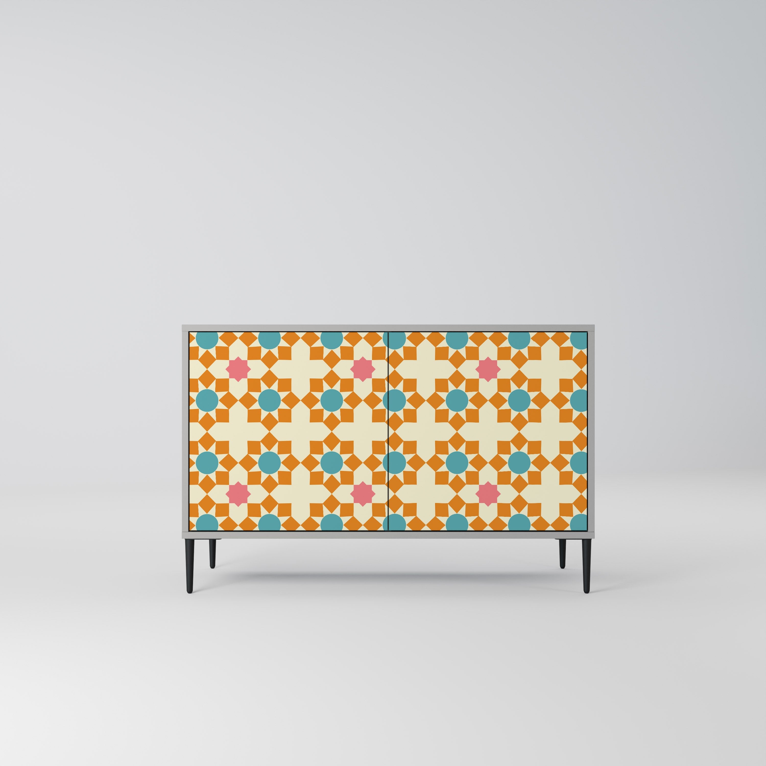 Μπουφές FLORAL DECOR με 2 πόρτες σε γκρι φινίρισμα