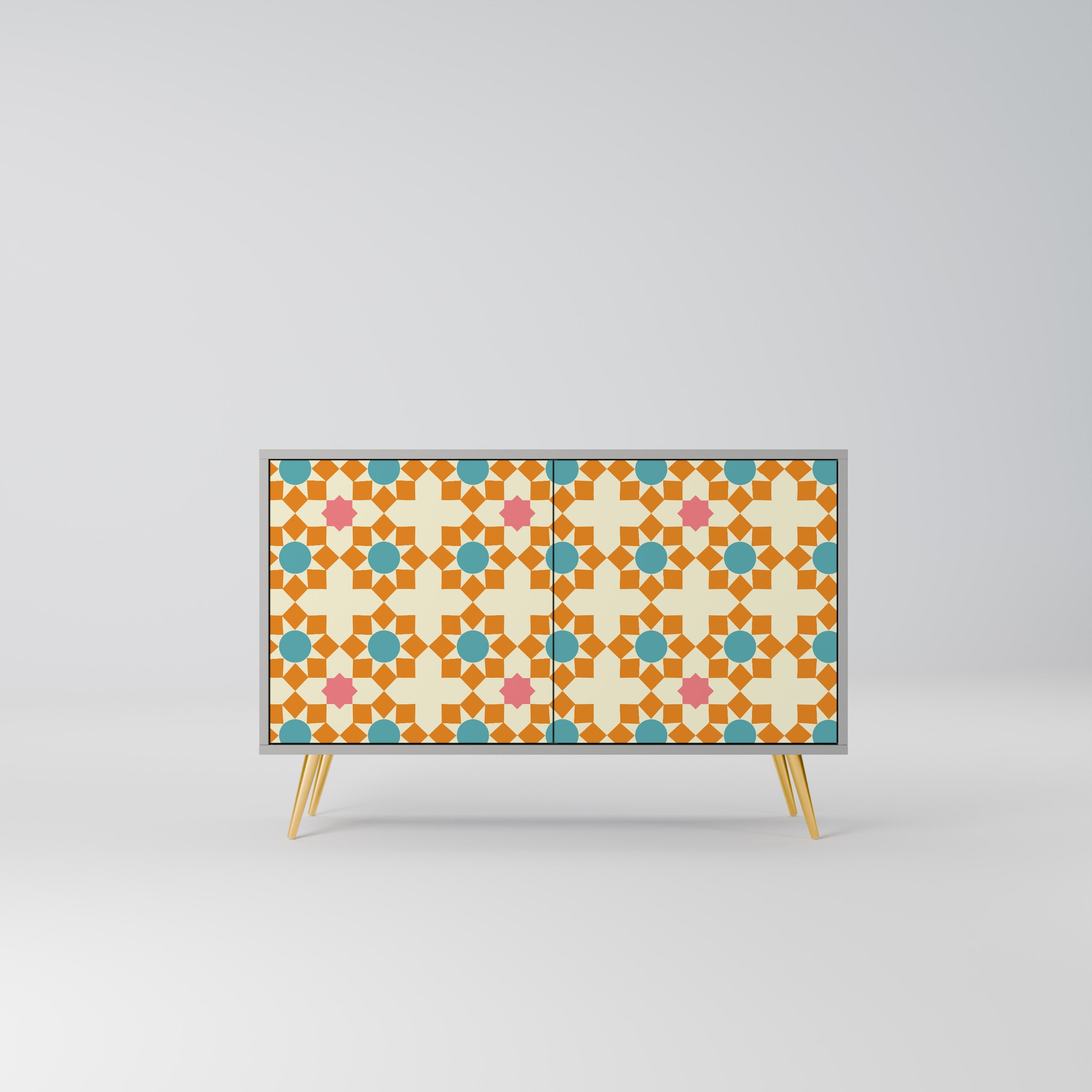 Μπουφές FLORAL DECOR με 2 πόρτες σε γκρι φινίρισμα