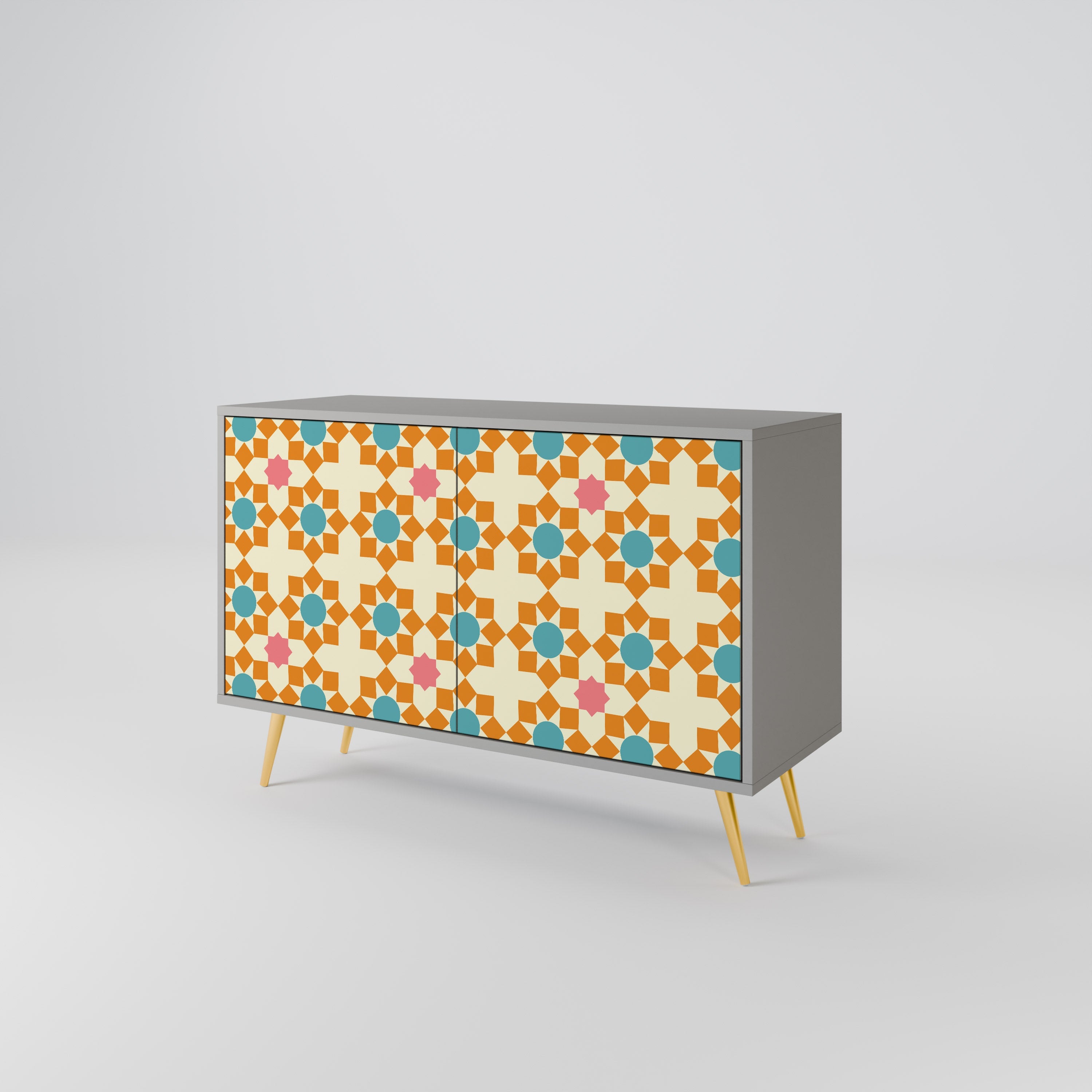 Μπουφές FLORAL DECOR με 2 πόρτες σε γκρι φινίρισμα