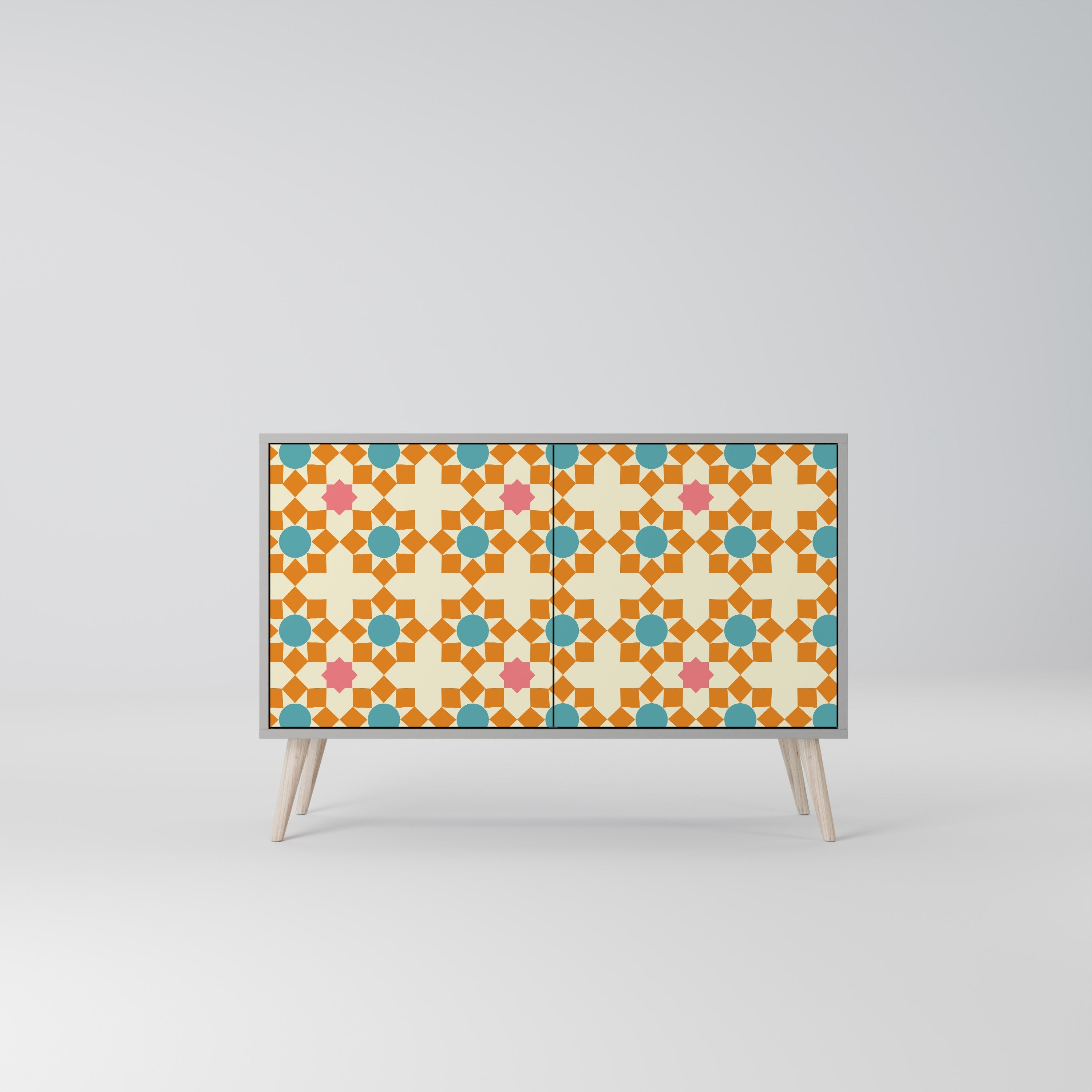 Μπουφές FLORAL DECOR με 2 πόρτες σε γκρι φινίρισμα