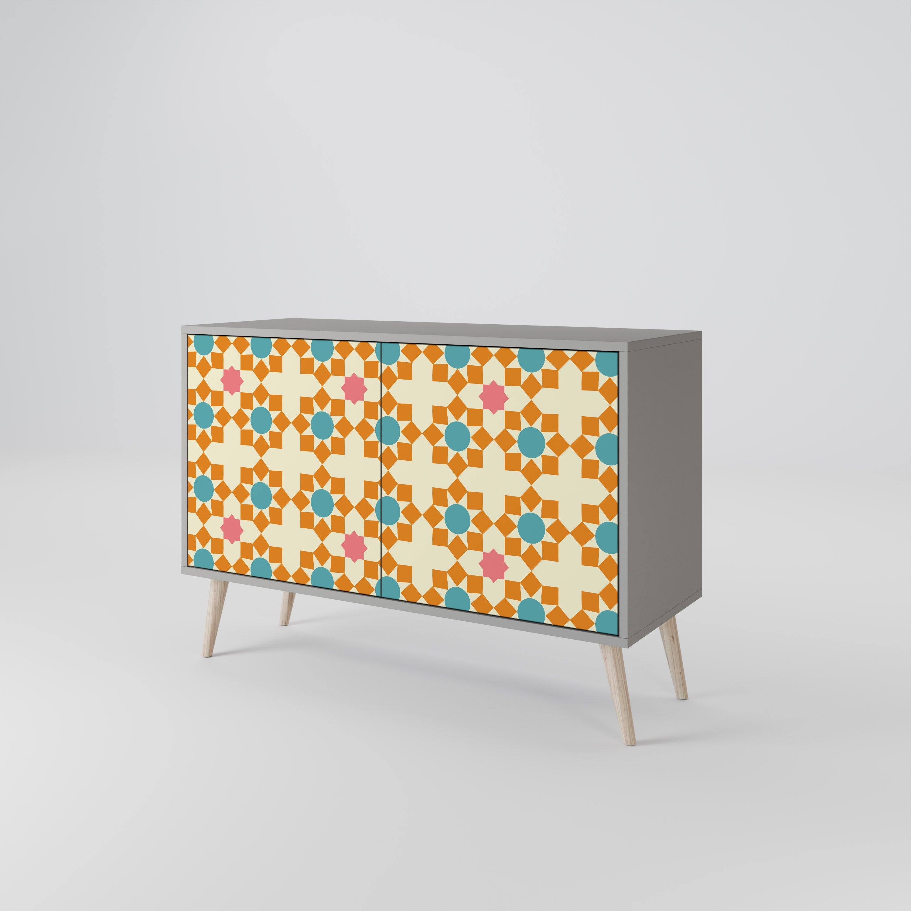 Μπουφές FLORAL DECOR με 2 πόρτες σε γκρι φινίρισμα