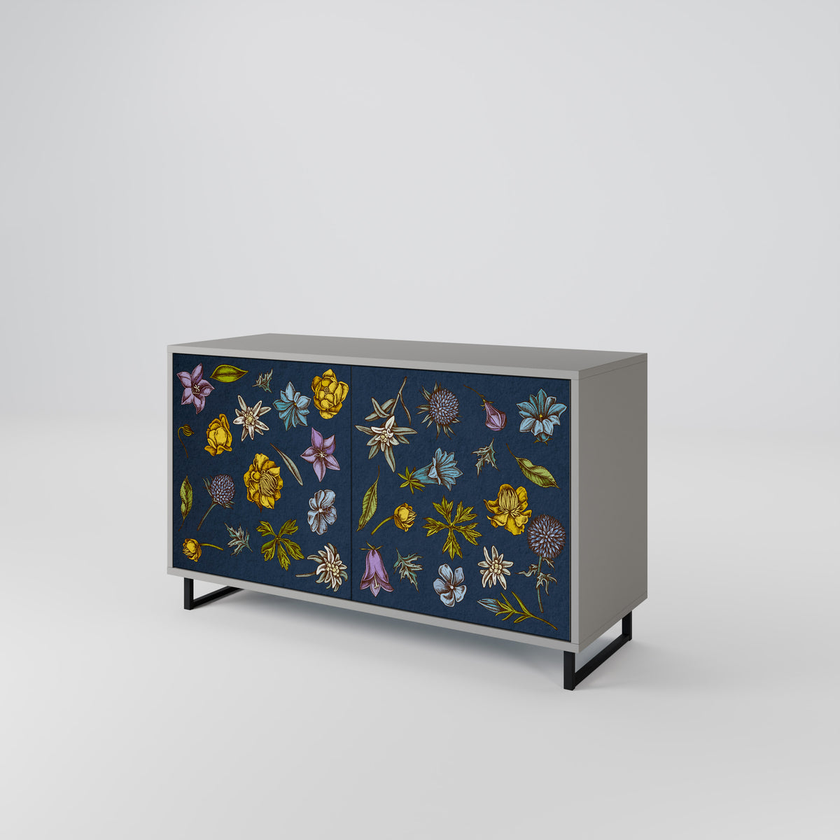 FLOWERS ON NAVY BLUE Μπουφές 2-θυρών