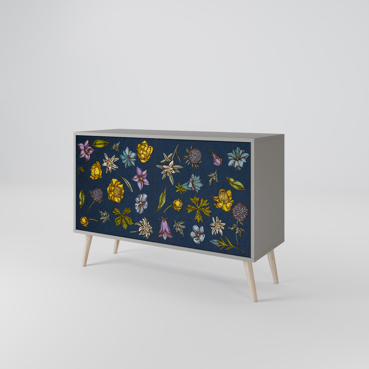 FLOWERS ON NAVY BLUE Μπουφές 2-θυρών