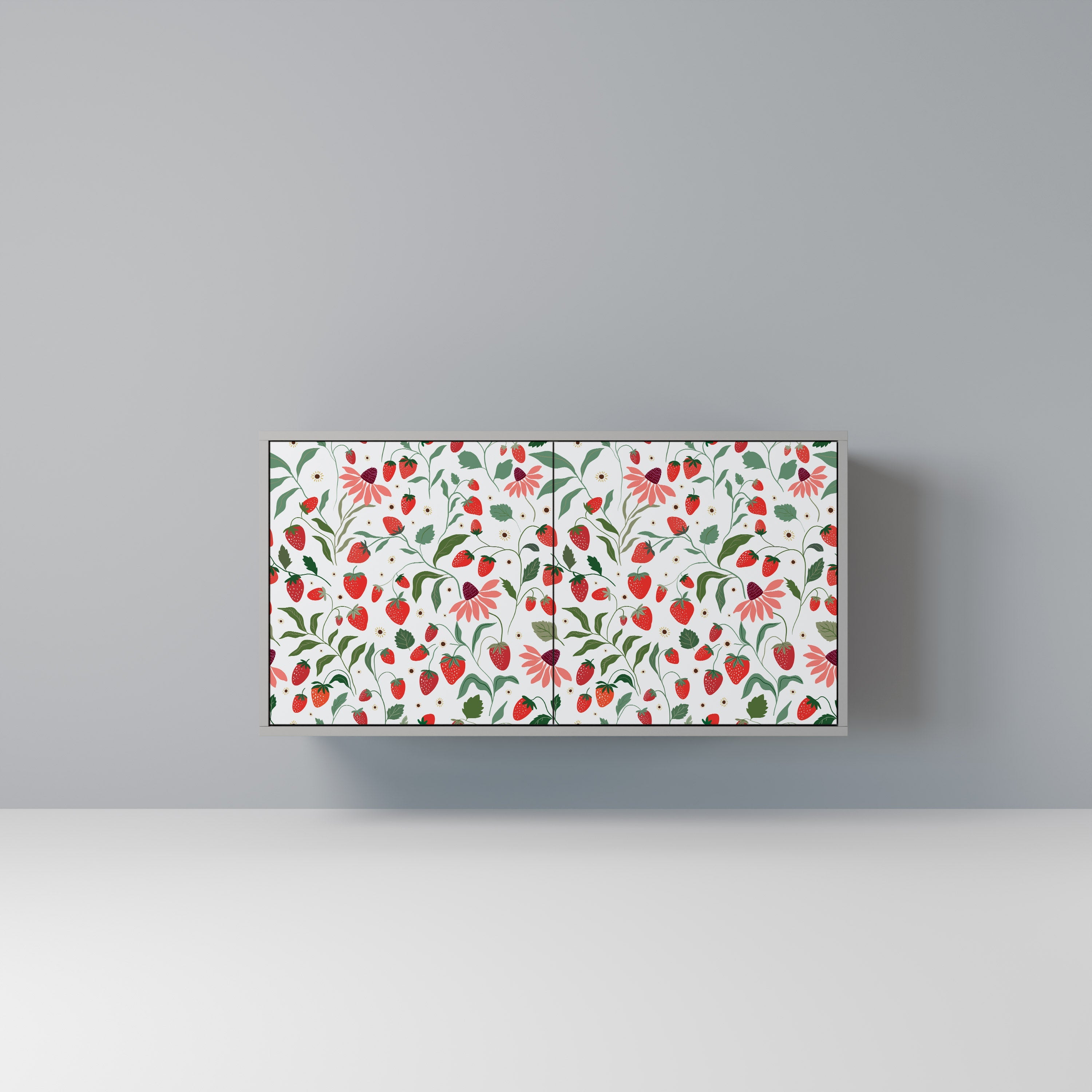 Μπουφές 2 θυρών FLOWERS AND STRAWBERRIES σε γκρι φινίρισμα