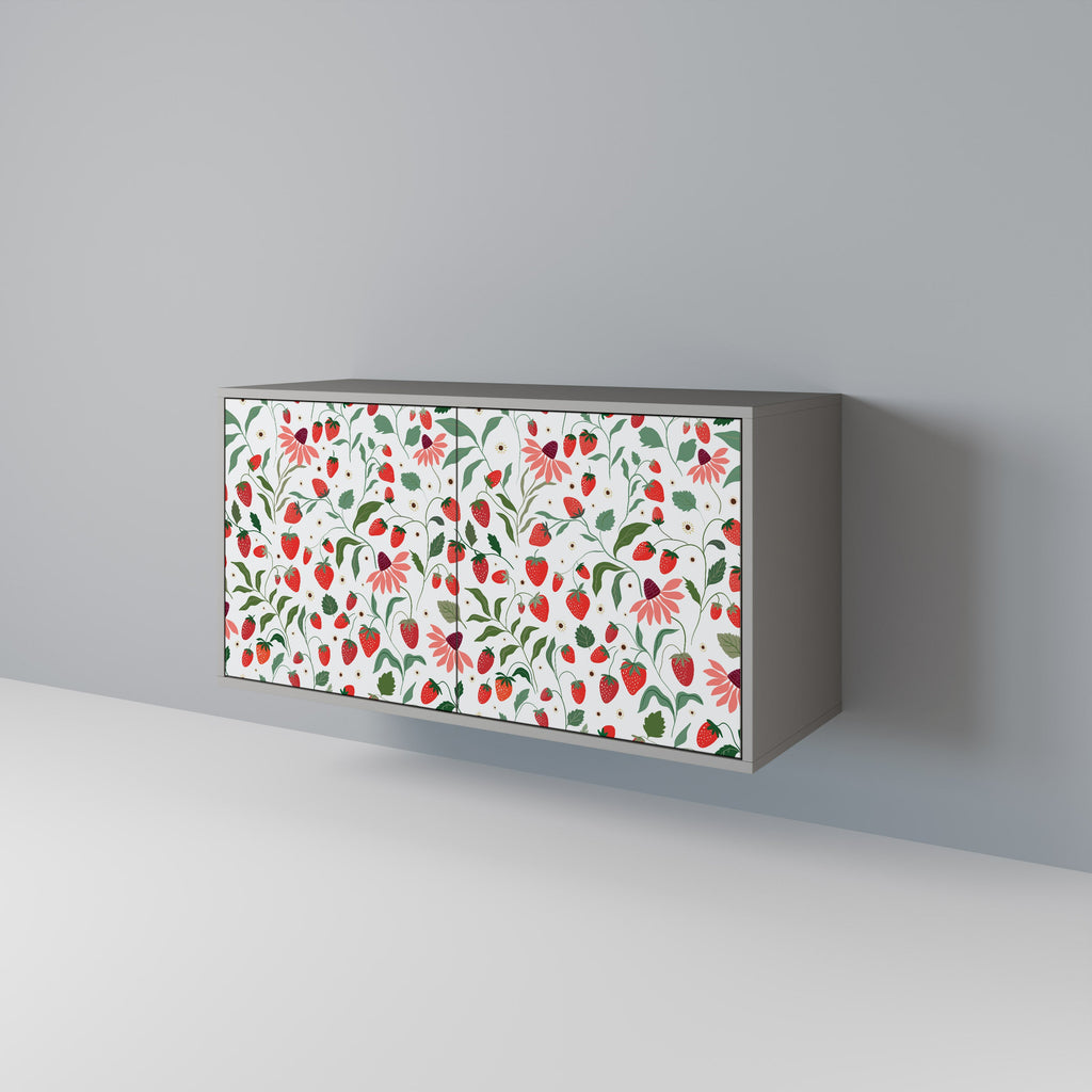 Μπουφές 2 θυρών FLOWERS AND STRAWBERRIES σε γκρι φινίρισμα