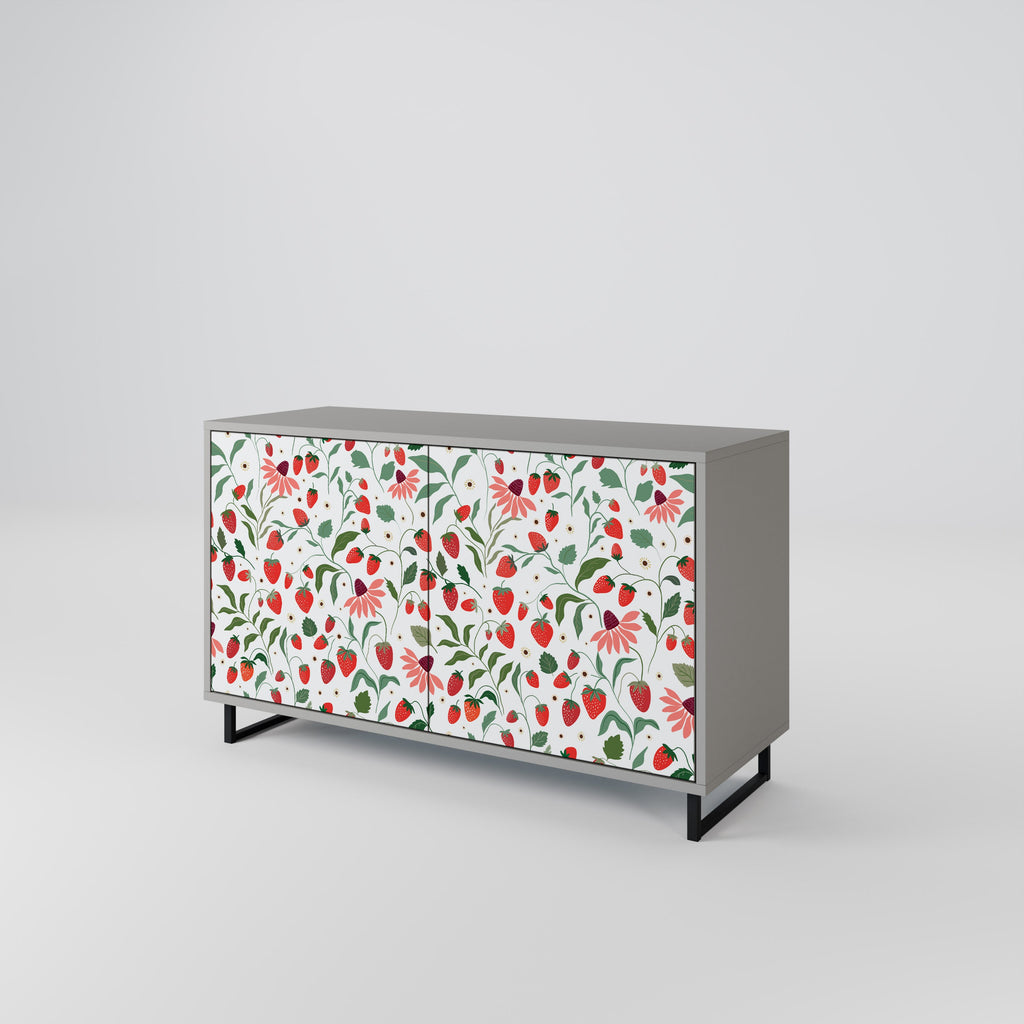 Μπουφές 2 θυρών FLOWERS AND STRAWBERRIES σε γκρι φινίρισμα