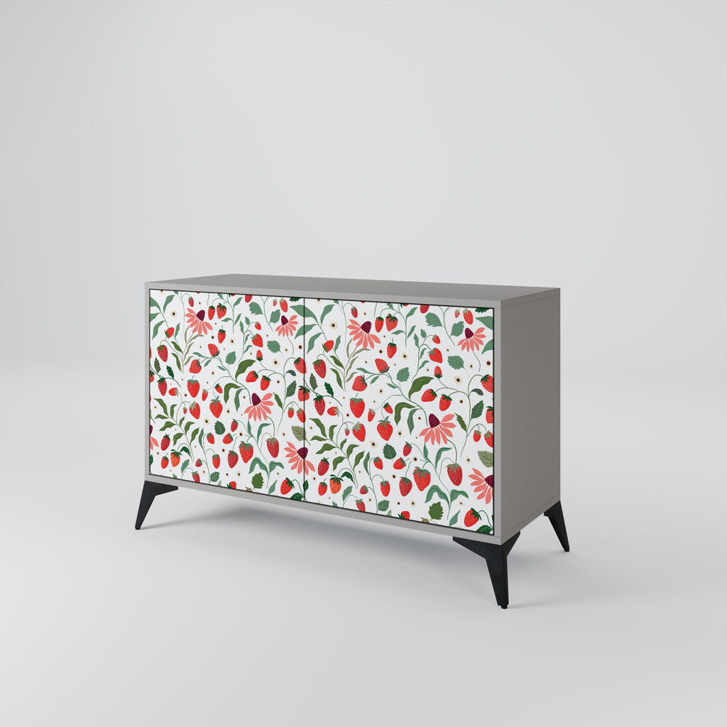 Μπουφές 2 θυρών FLOWERS AND STRAWBERRIES σε γκρι φινίρισμα