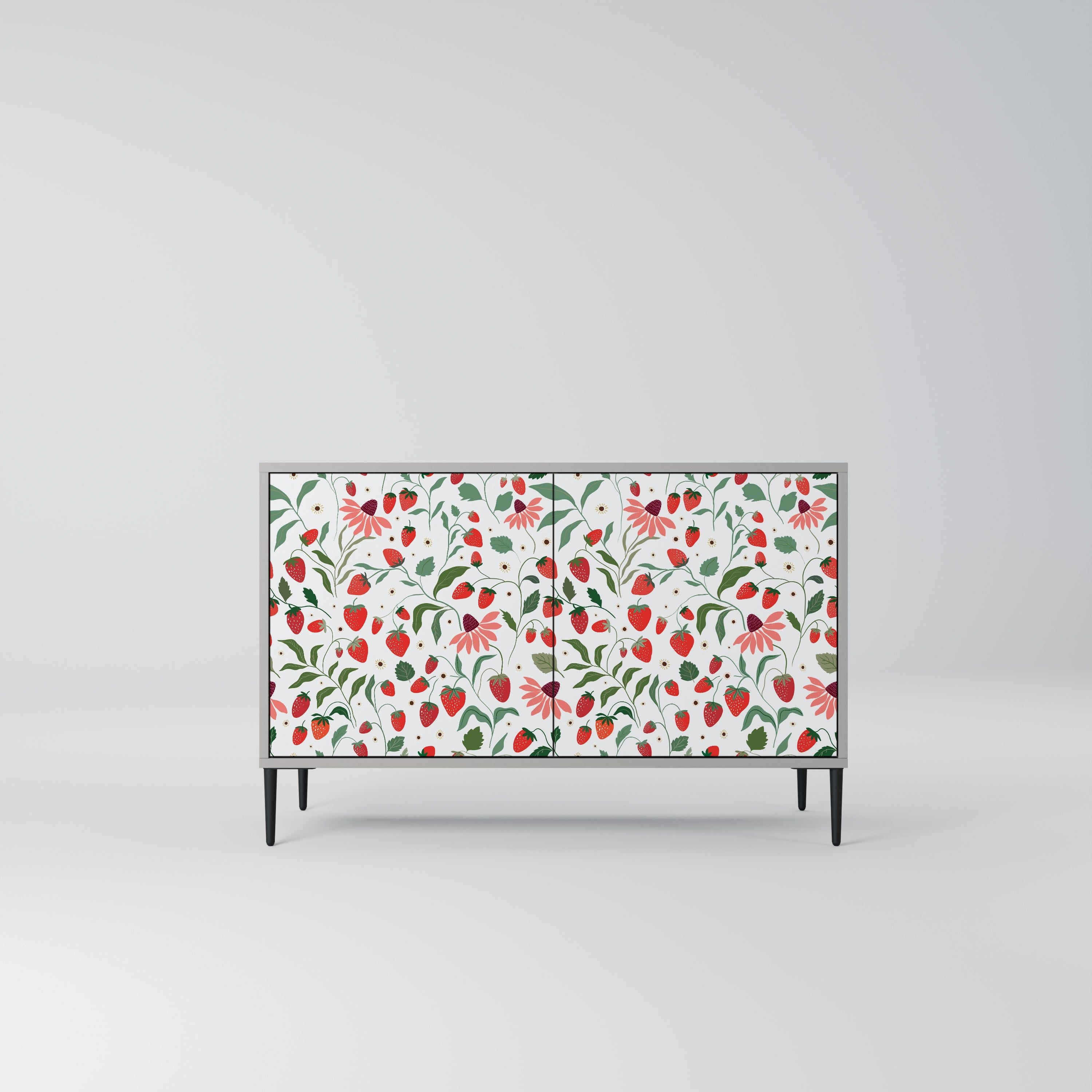 Μπουφές 2 θυρών FLOWERS AND STRAWBERRIES σε γκρι φινίρισμα