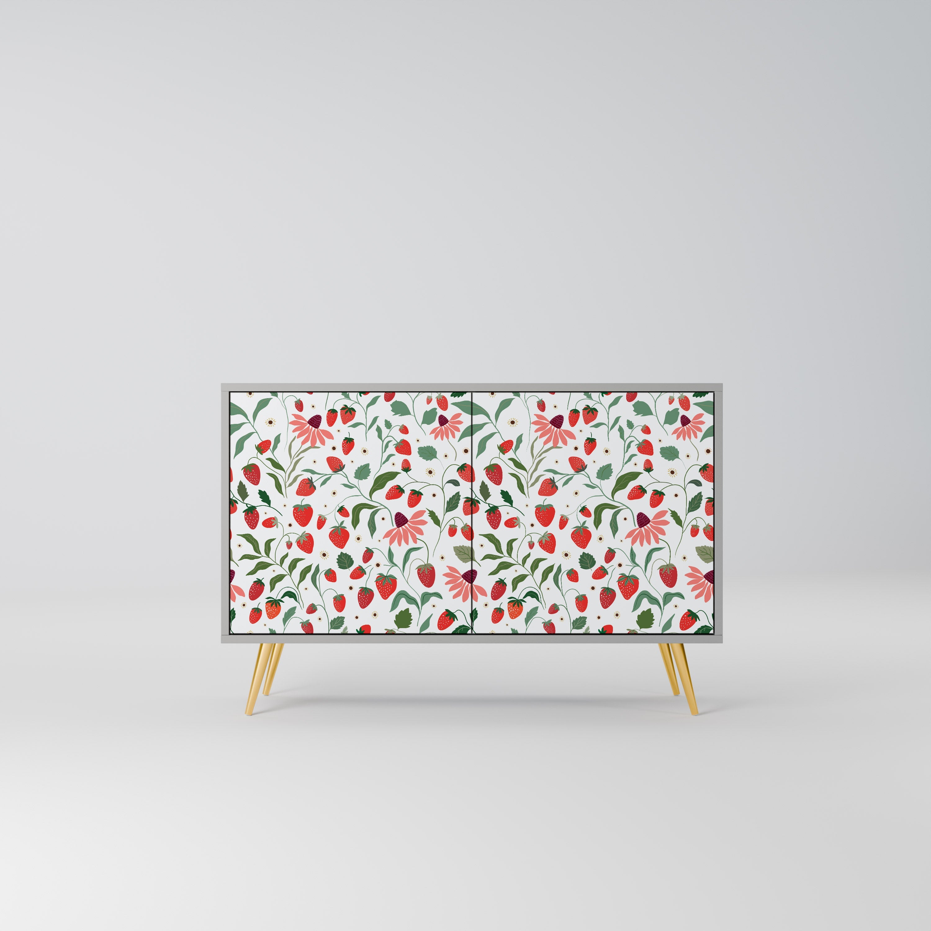 Μπουφές 2 θυρών FLOWERS AND STRAWBERRIES σε γκρι φινίρισμα