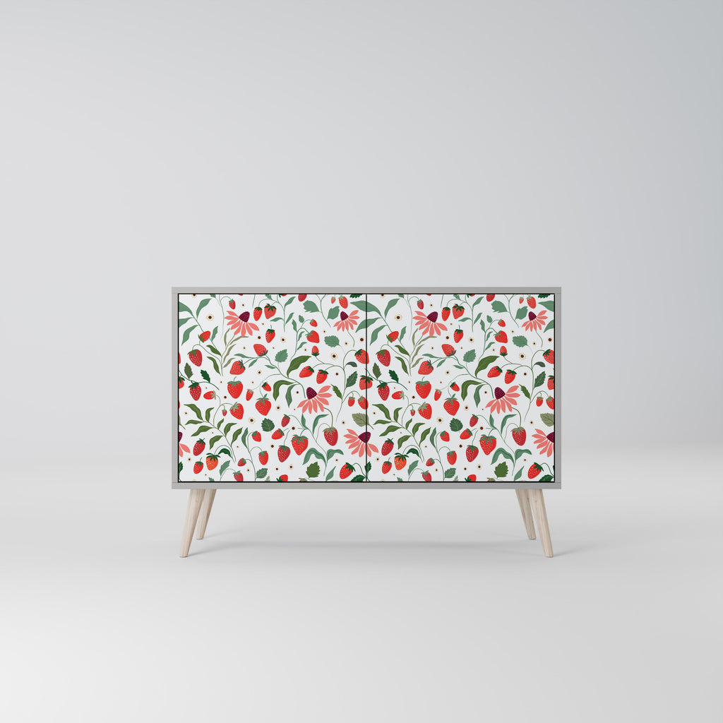 Μπουφές 2 θυρών FLOWERS AND STRAWBERRIES σε γκρι φινίρισμα