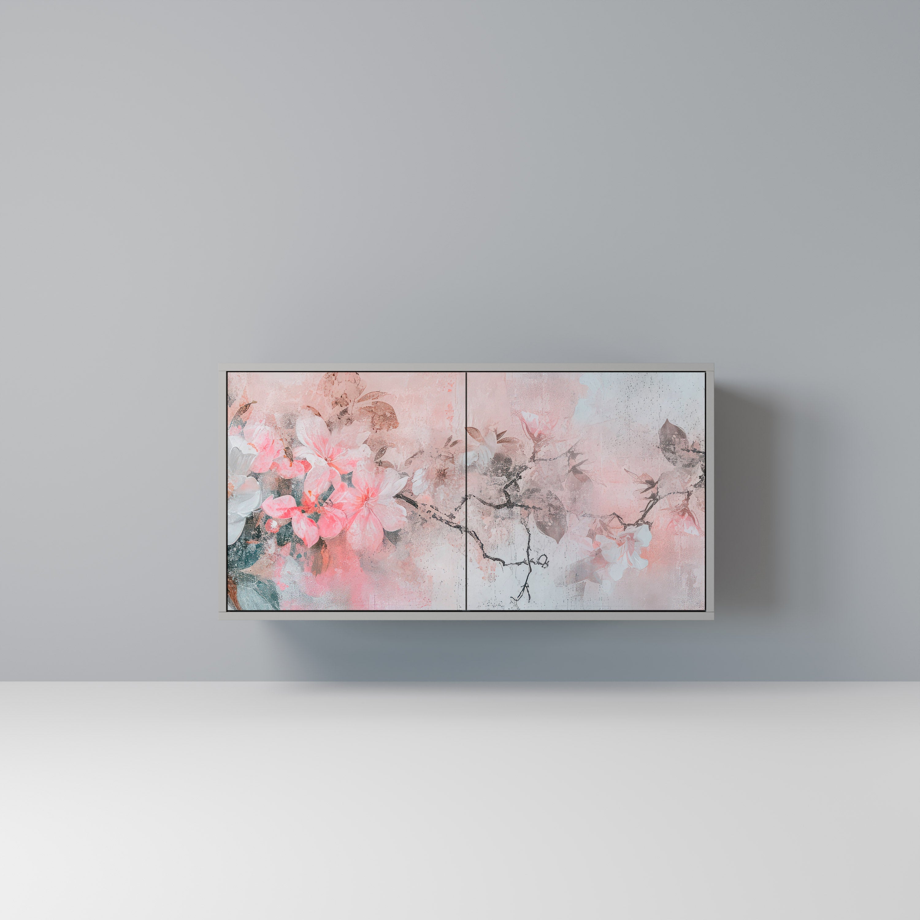 Μπουφές με 2 πόρτες CHERRY BLOSSOM σε γκρι φινίρισμα