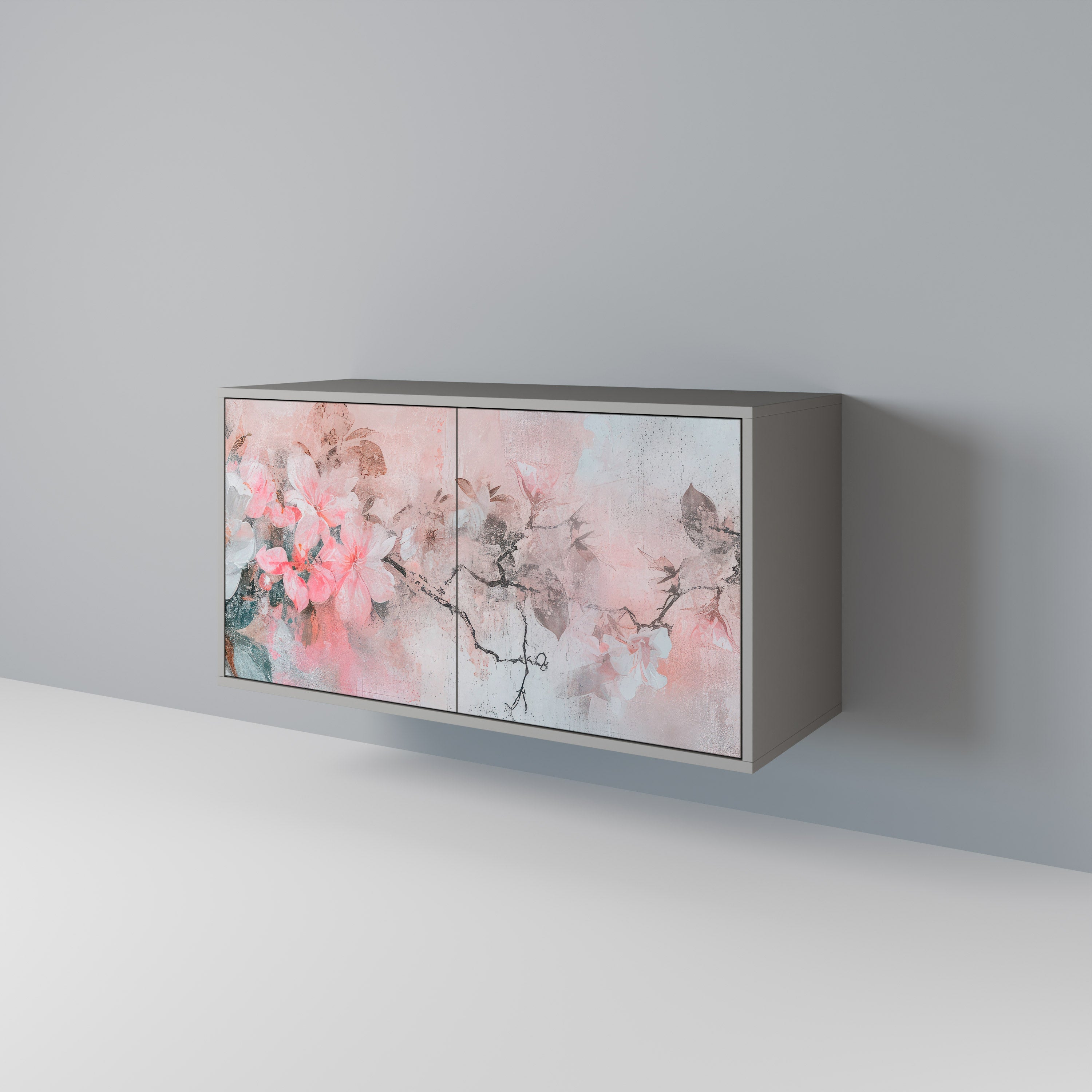 Μπουφές με 2 πόρτες CHERRY BLOSSOM σε γκρι φινίρισμα