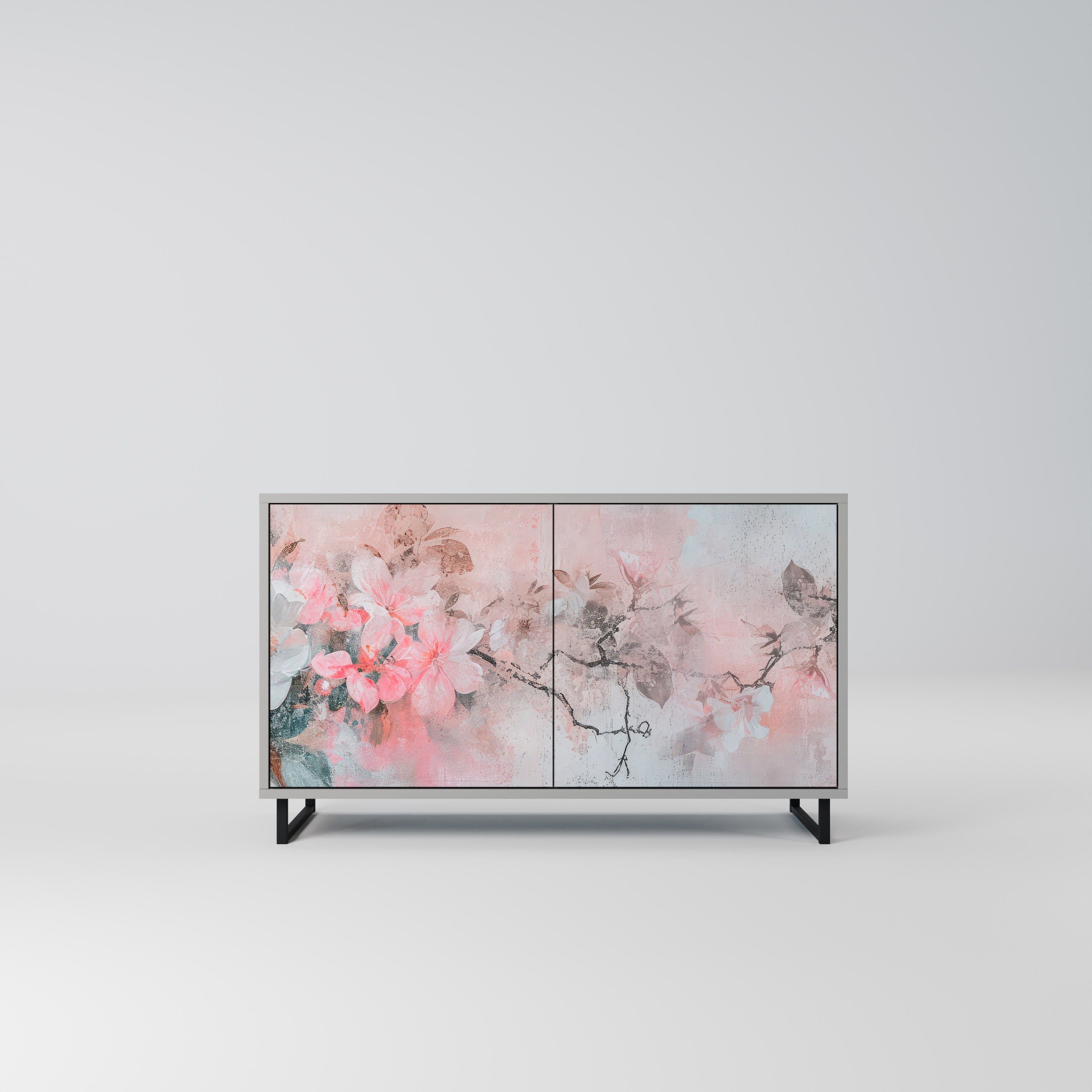 Μπουφές με 2 πόρτες CHERRY BLOSSOM σε γκρι φινίρισμα