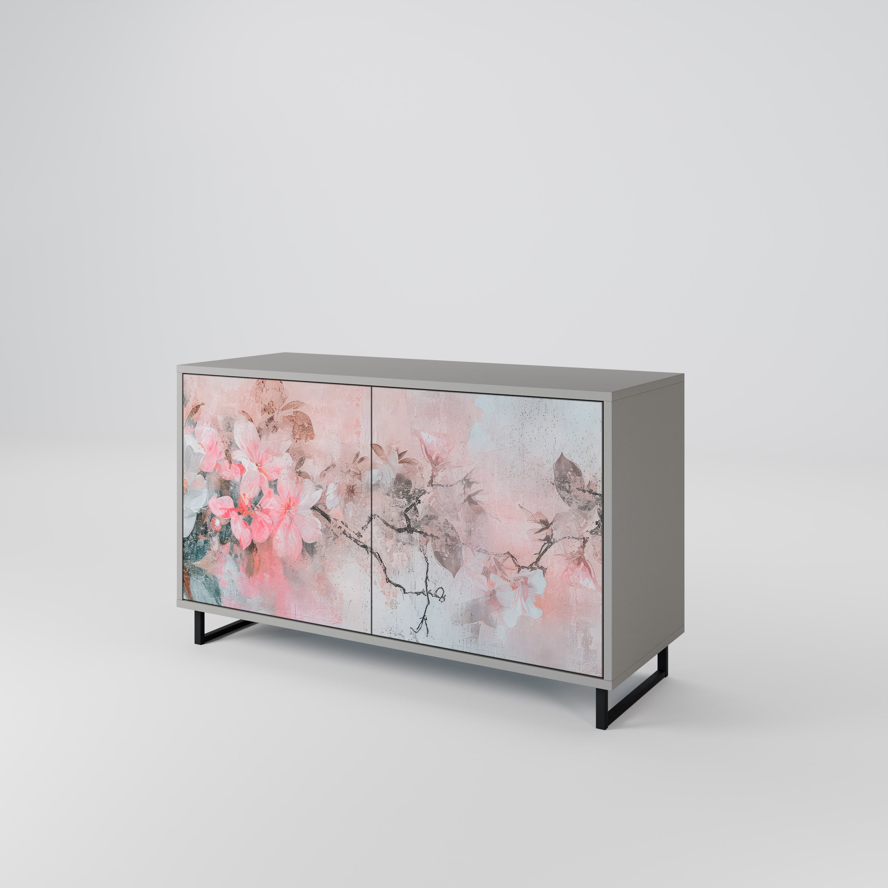 Μπουφές με 2 πόρτες CHERRY BLOSSOM σε γκρι φινίρισμα