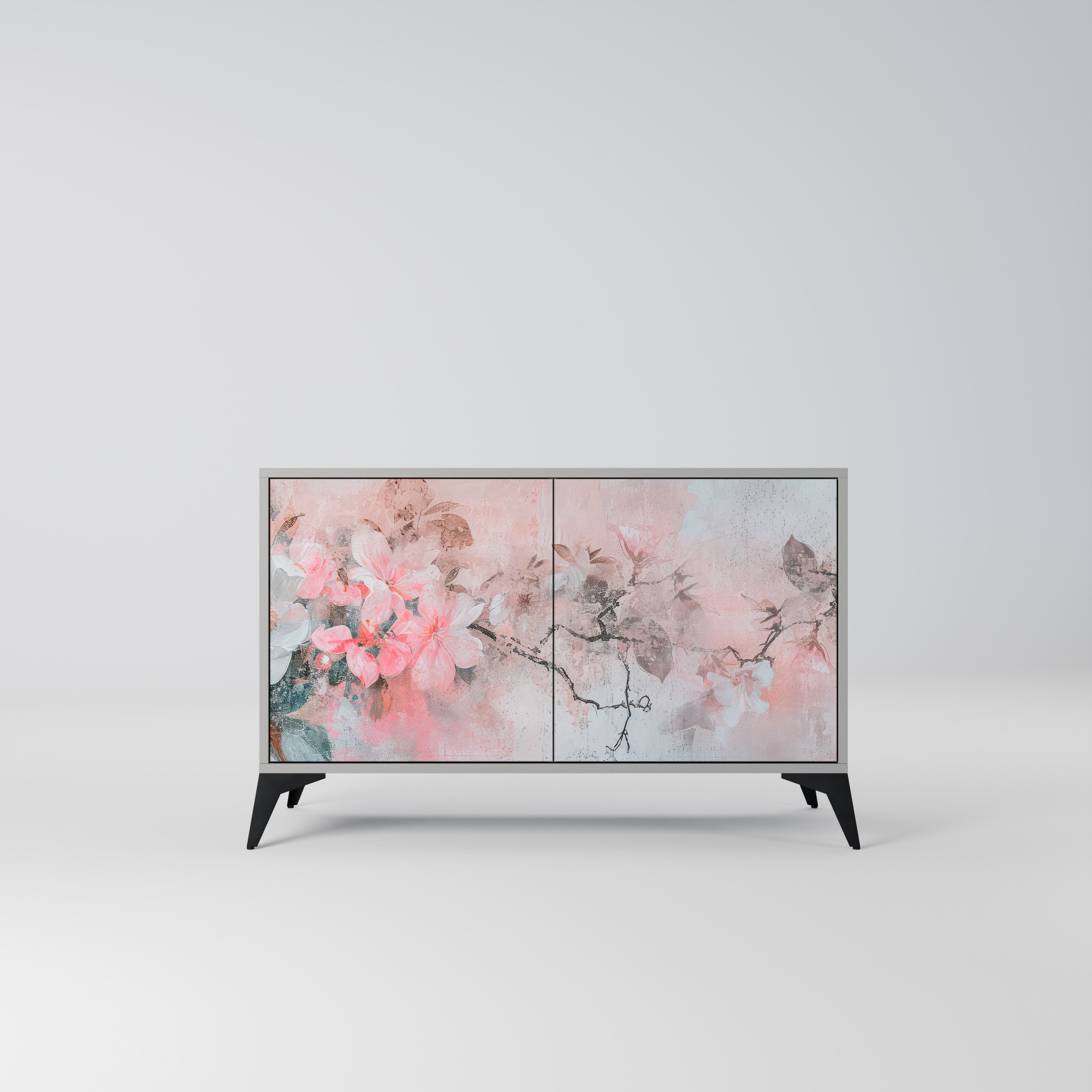 Μπουφές με 2 πόρτες CHERRY BLOSSOM σε γκρι φινίρισμα
