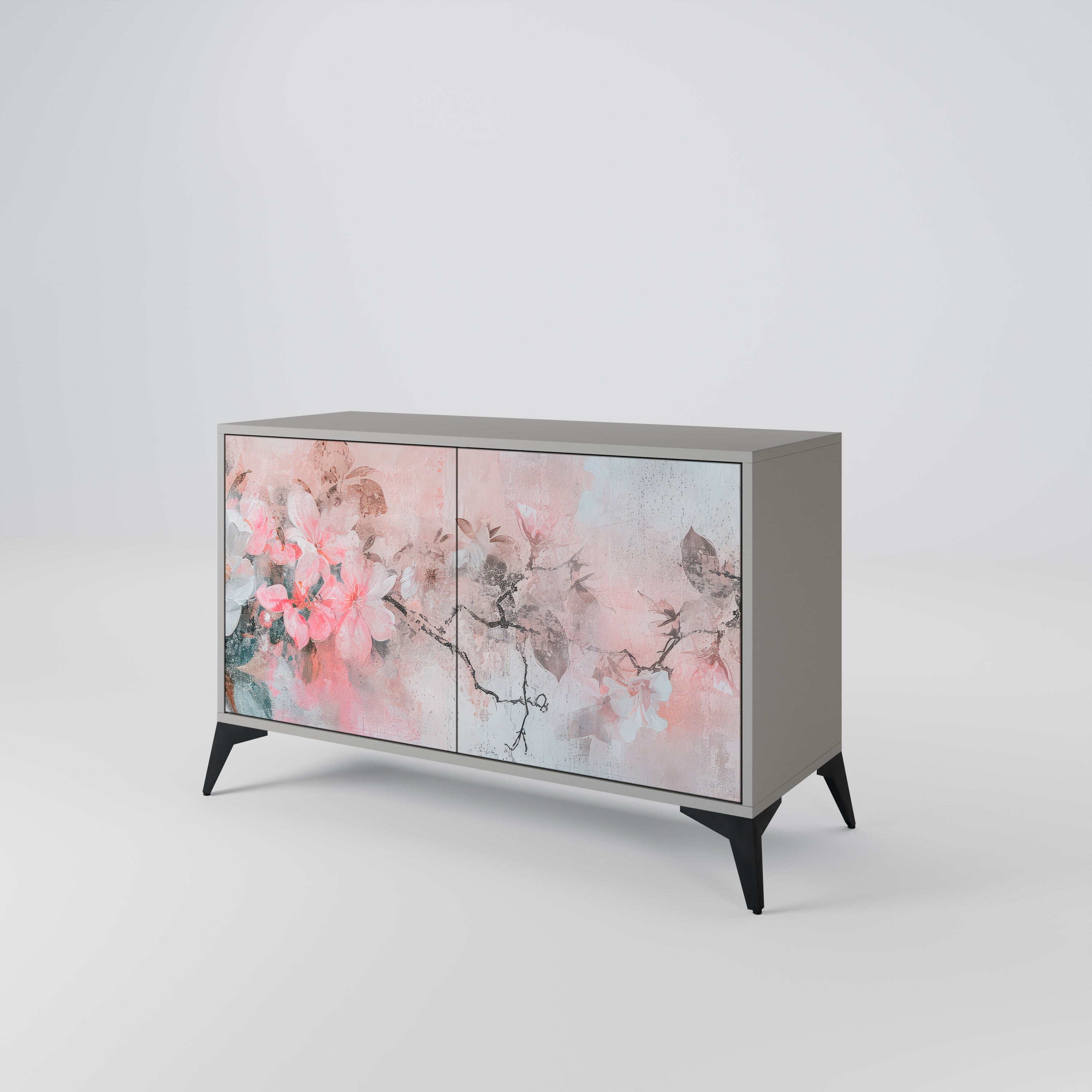 Μπουφές με 2 πόρτες CHERRY BLOSSOM σε γκρι φινίρισμα