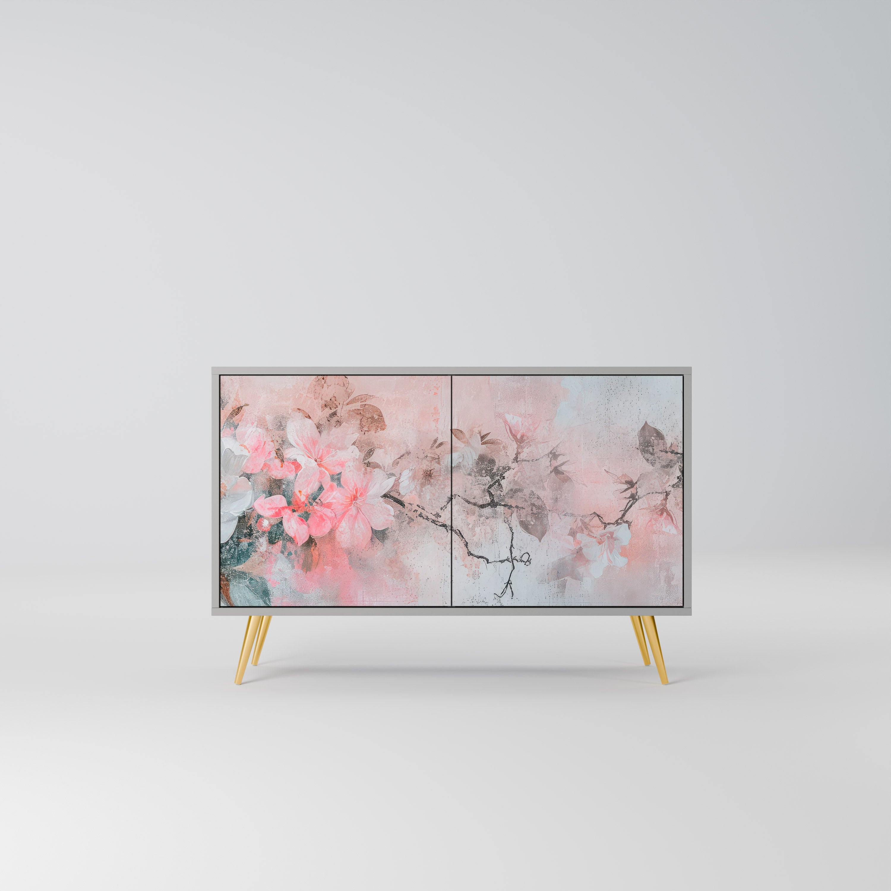 Μπουφές με 2 πόρτες CHERRY BLOSSOM σε γκρι φινίρισμα