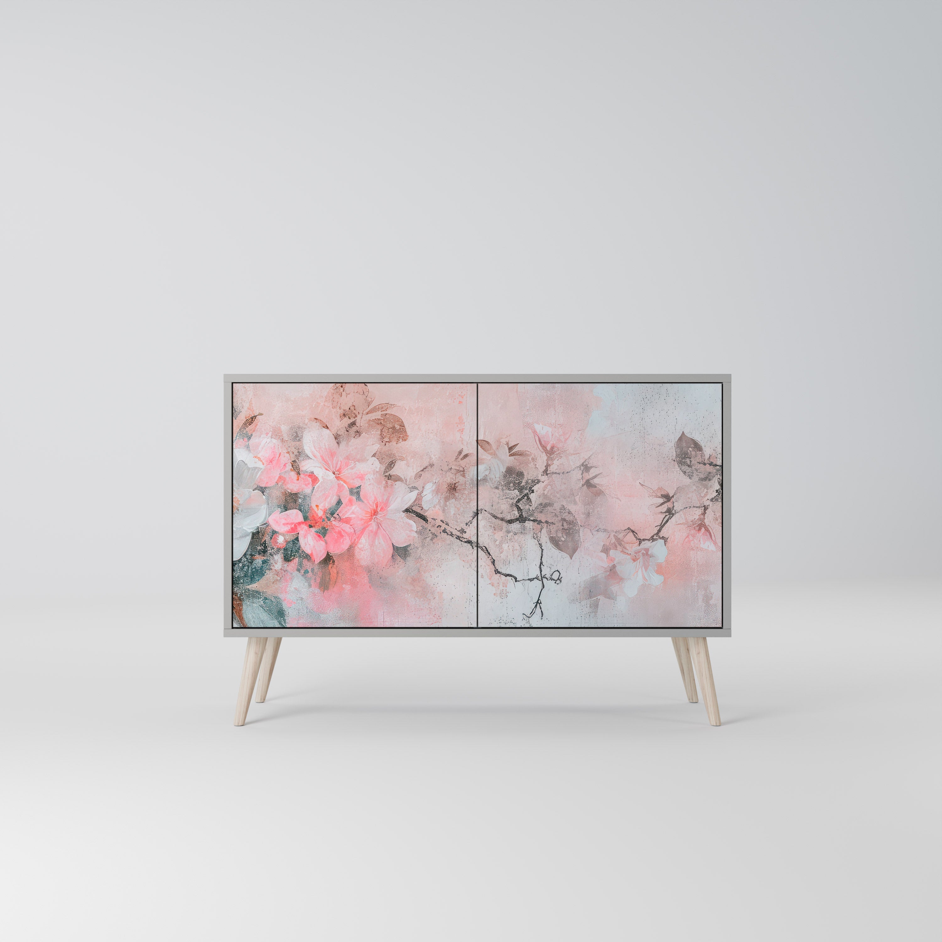 Μπουφές με 2 πόρτες CHERRY BLOSSOM σε γκρι φινίρισμα