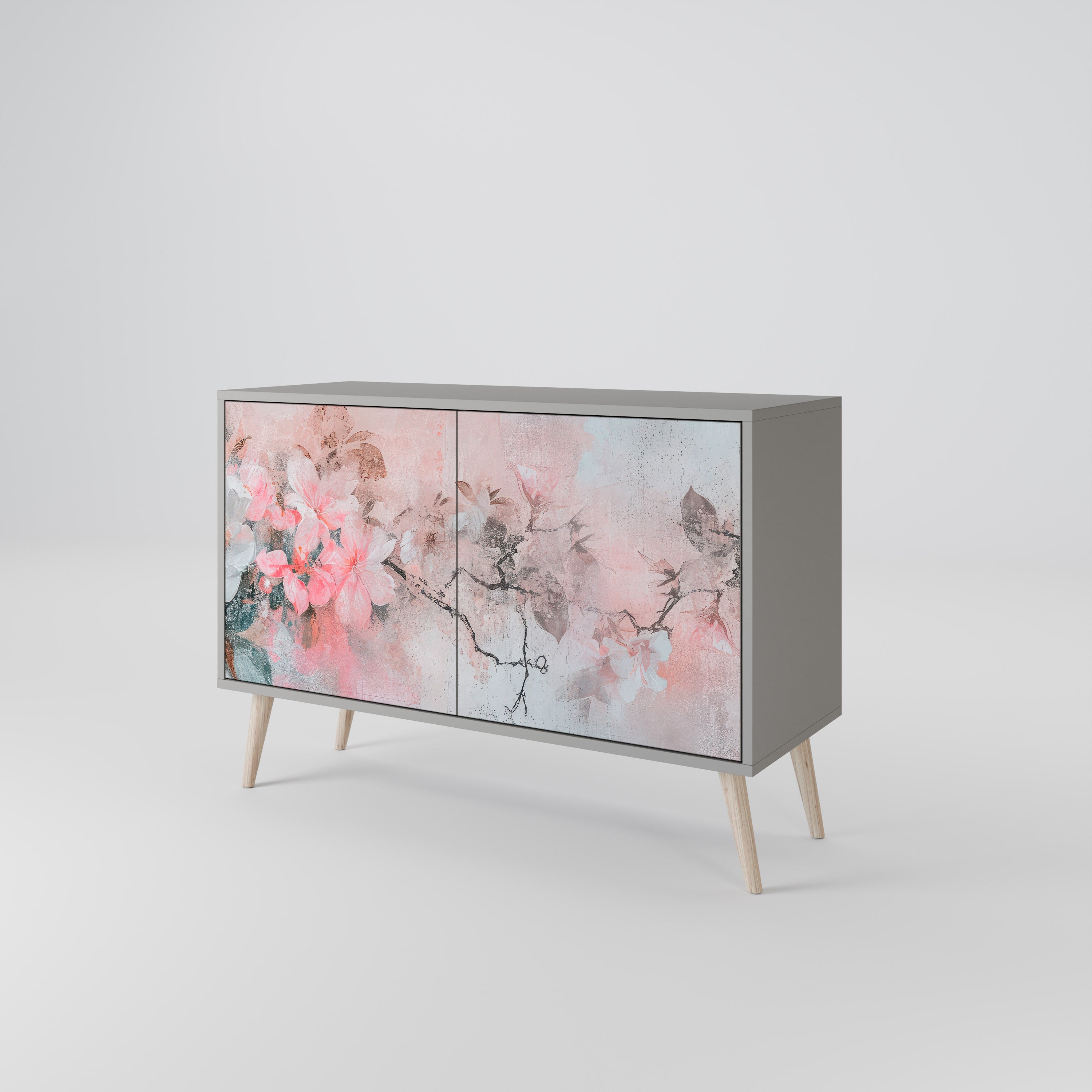 Μπουφές με 2 πόρτες CHERRY BLOSSOM σε γκρι φινίρισμα