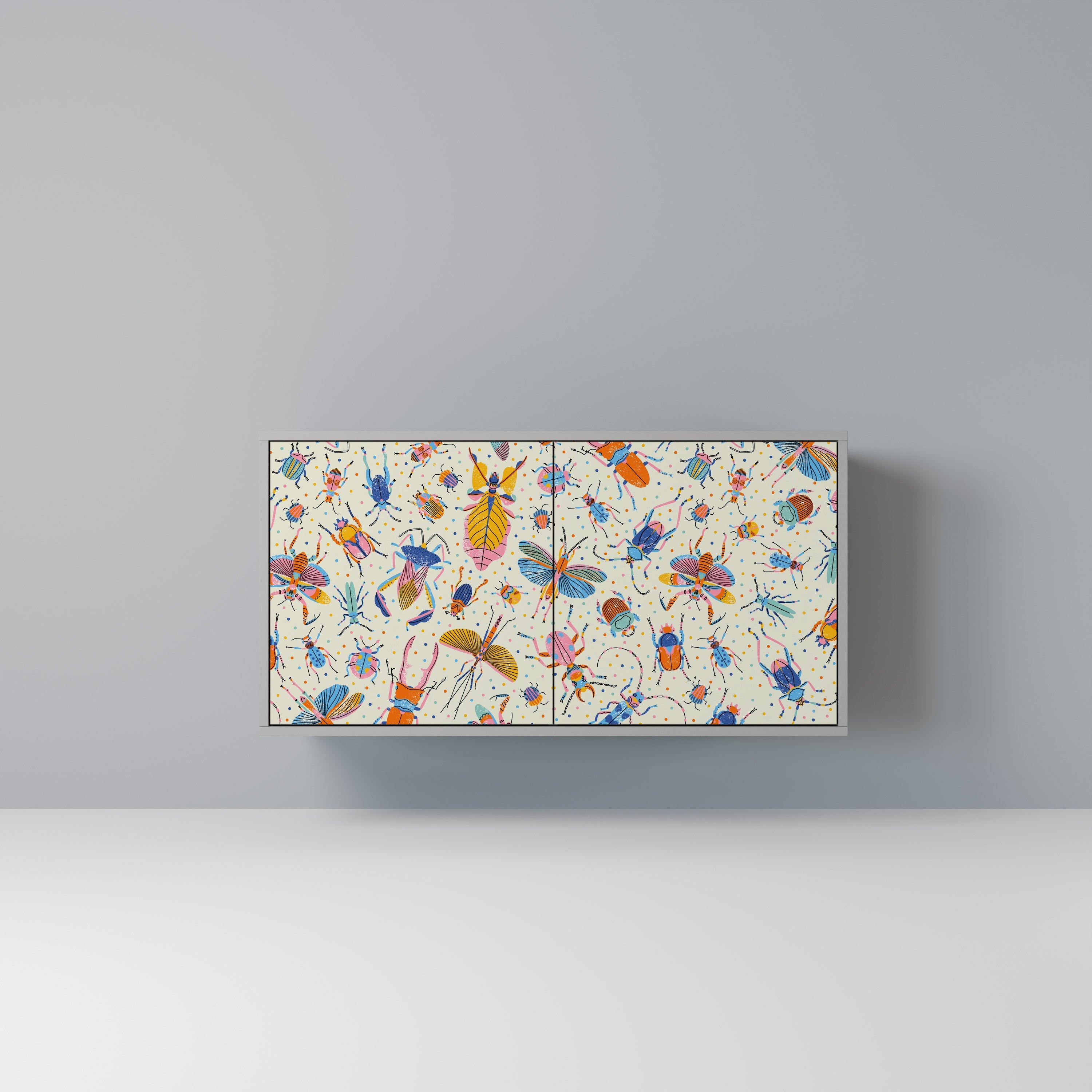 COLORFUL INSECTS Μπουφές με 2 πόρτες σε γκρι φινίρισμα