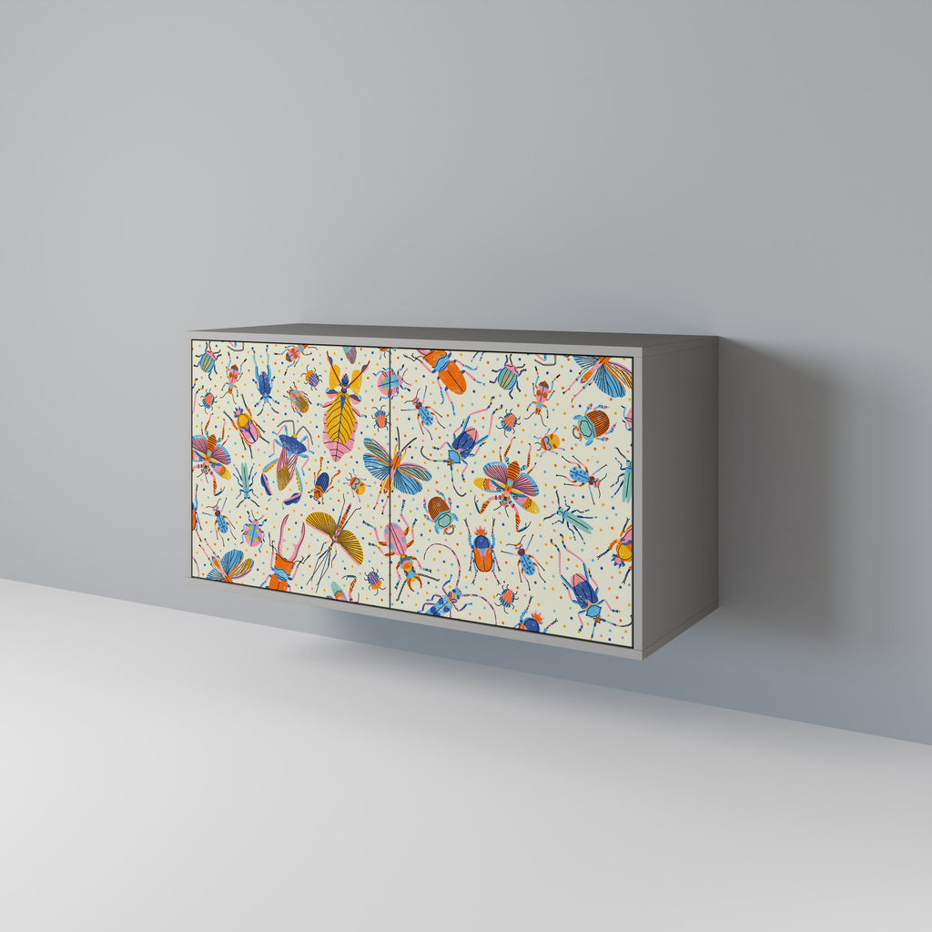 COLORFUL INSECTS Μπουφές με 2 πόρτες σε γκρι φινίρισμα