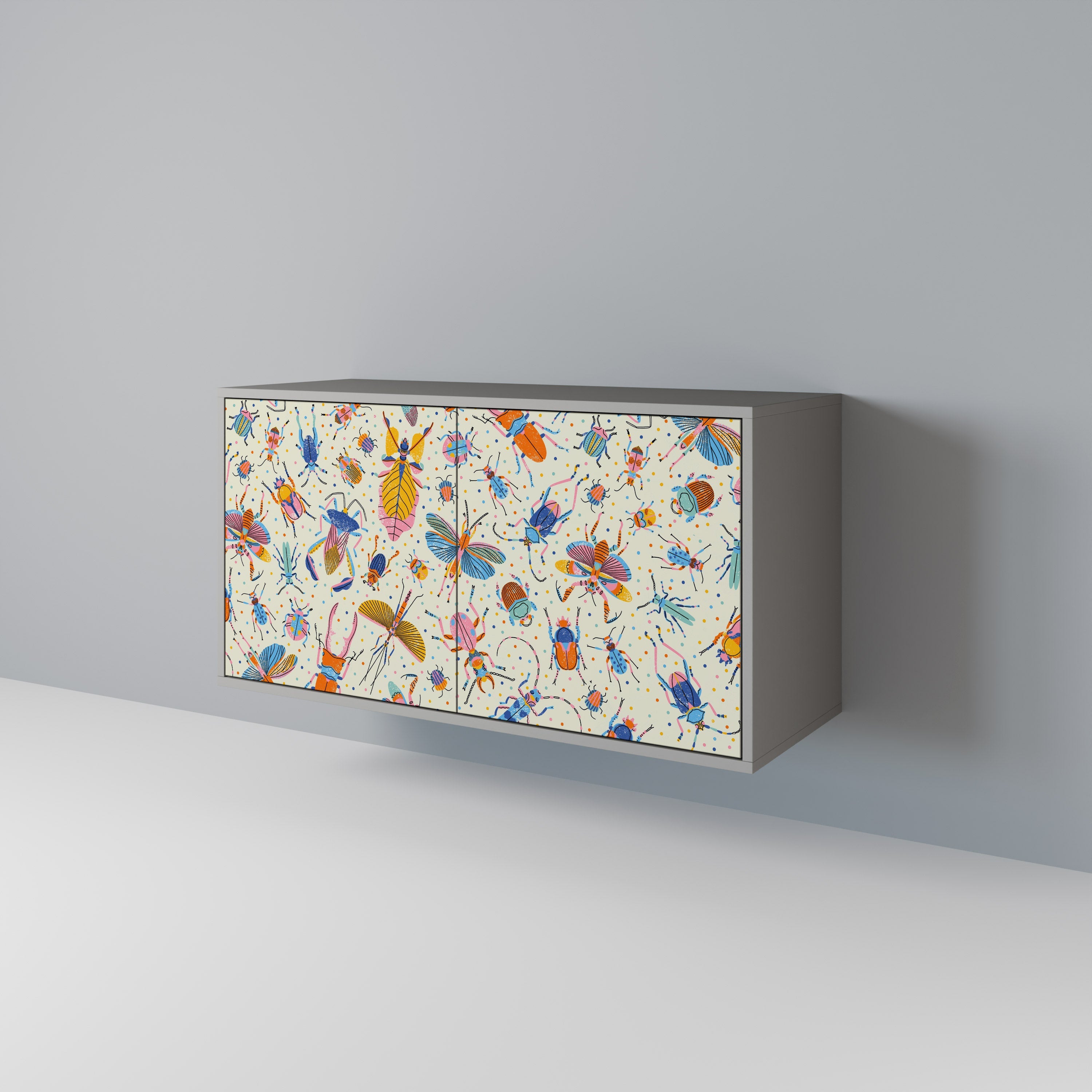 COLORFUL INSECTS Μπουφές με 2 πόρτες σε γκρι φινίρισμα