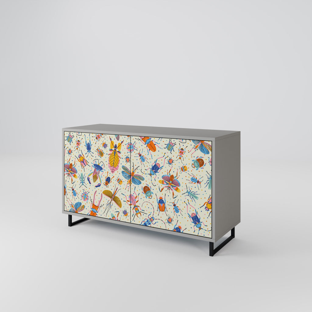 COLORFUL INSECTS Μπουφές με 2 πόρτες σε γκρι φινίρισμα