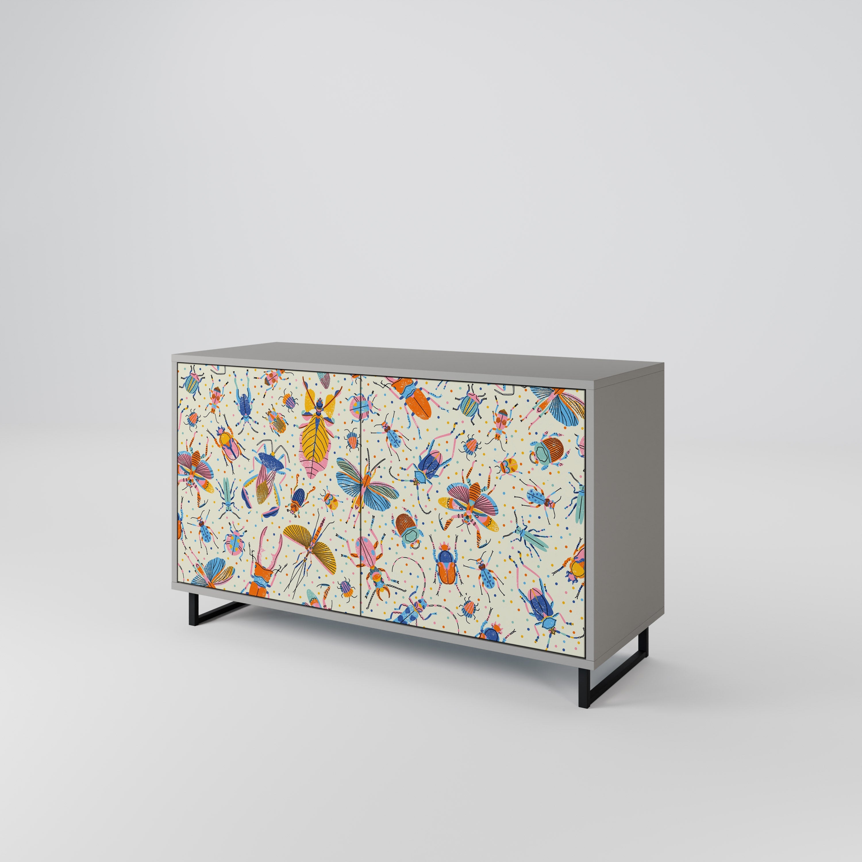 COLORFUL INSECTS Μπουφές με 2 πόρτες σε γκρι φινίρισμα