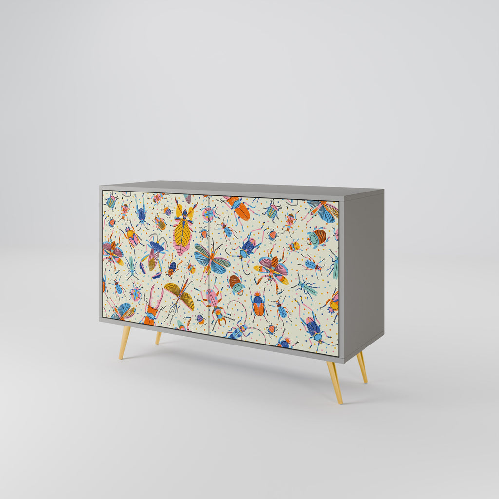 COLORFUL INSECTS Μπουφές με 2 πόρτες σε γκρι φινίρισμα