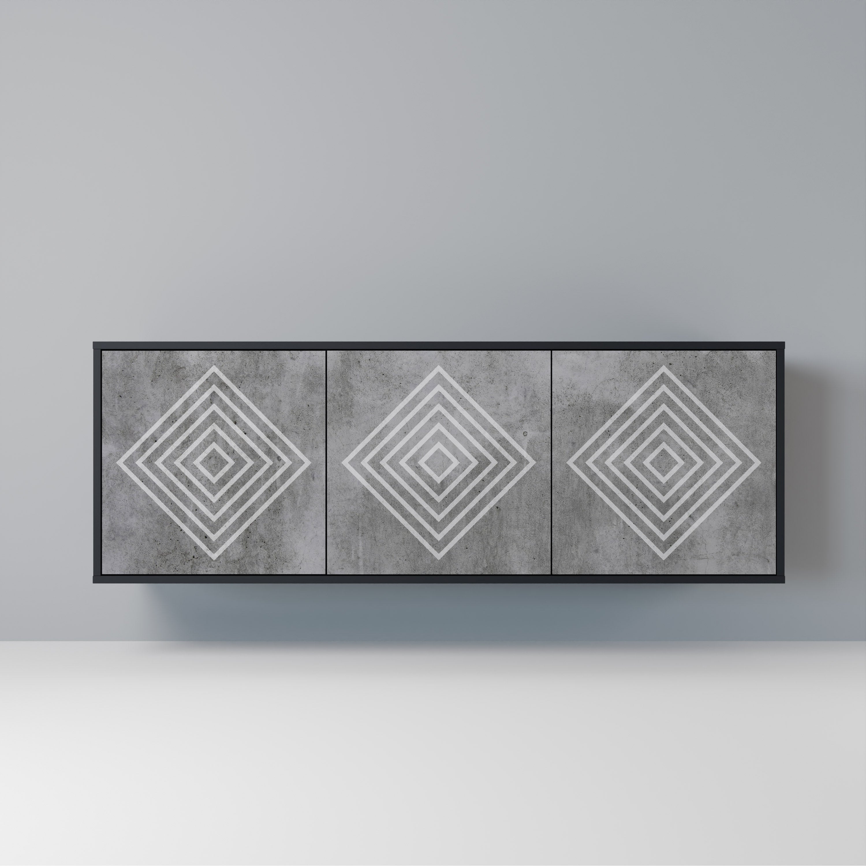 POLYGONAL ARTISTRY 3θυρο μπουφέ σε μαύρο φινίρισμα