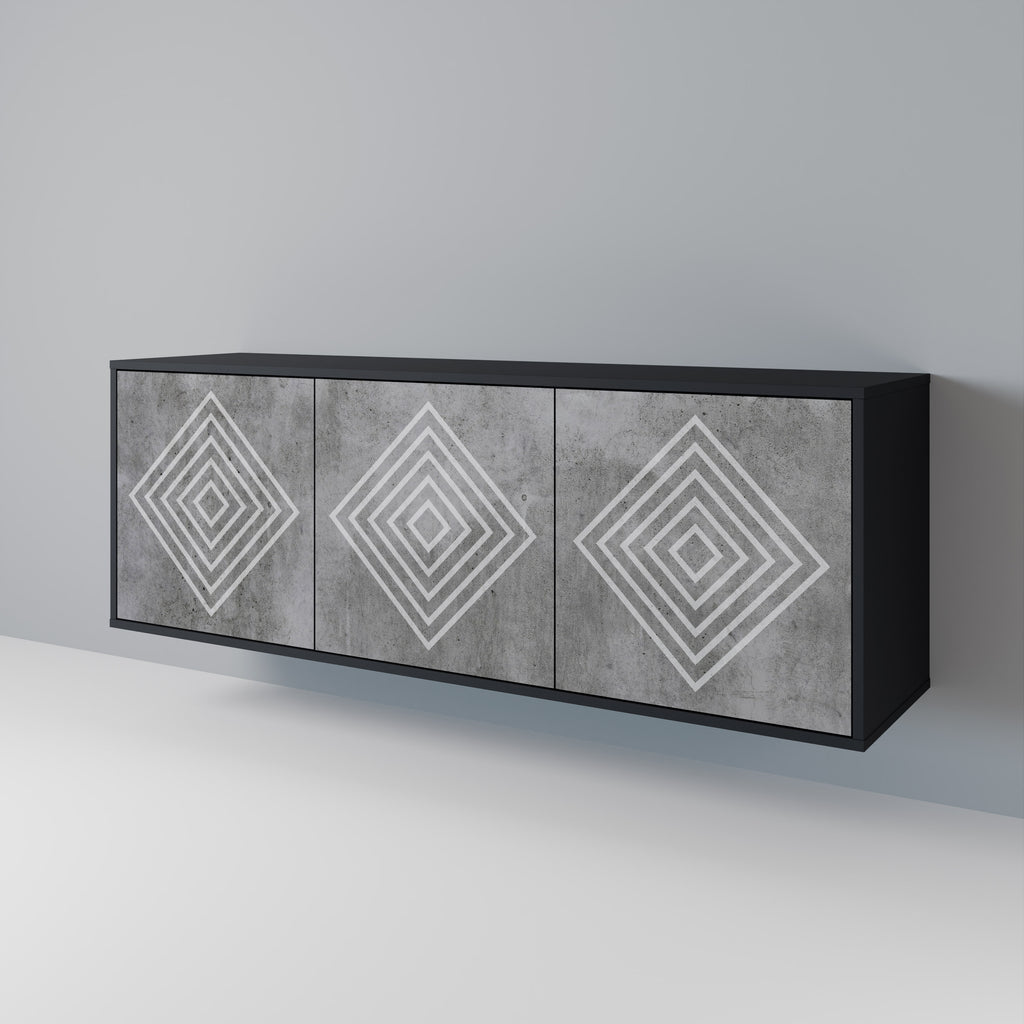 POLYGONAL ARTISTRY 3θυρο μπουφέ σε μαύρο φινίρισμα