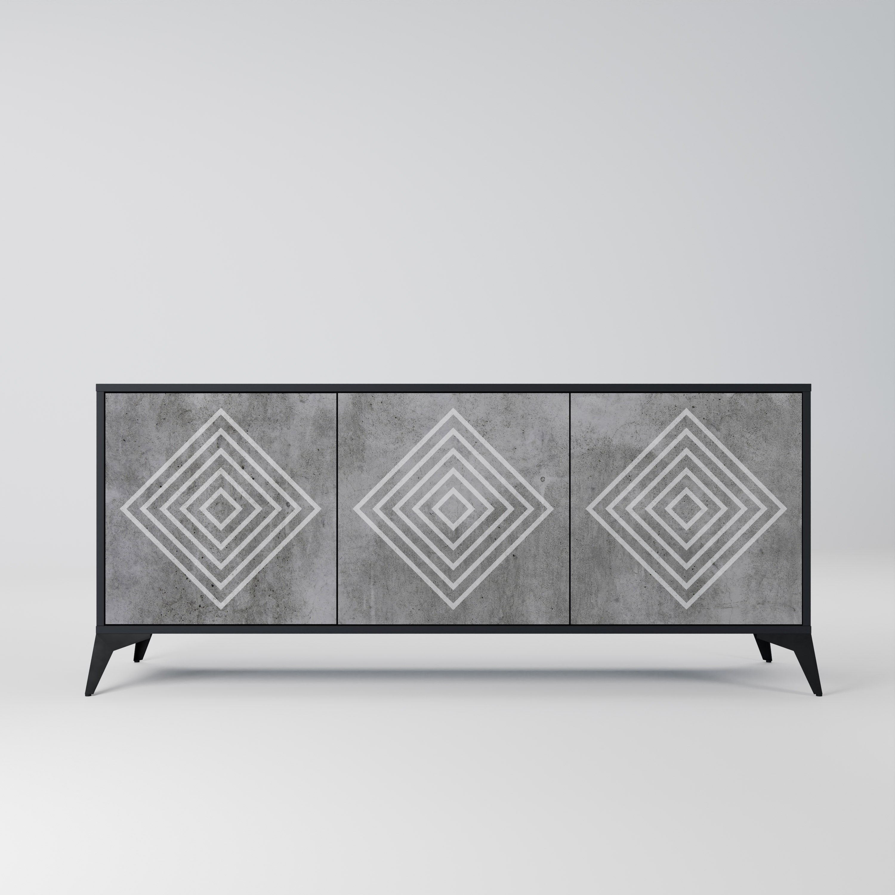 POLYGONAL ARTISTRY 3θυρο μπουφέ σε μαύρο φινίρισμα