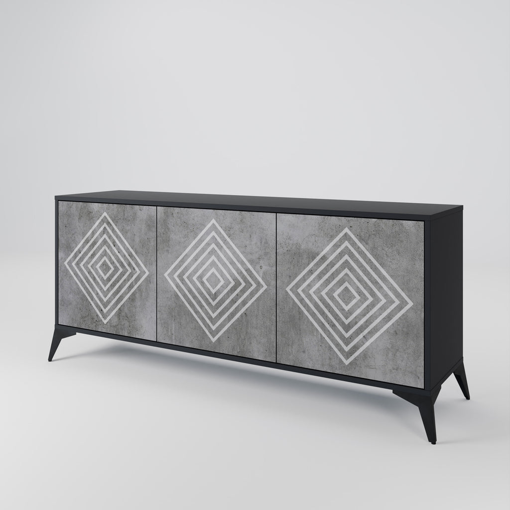 POLYGONAL ARTISTRY 3θυρο μπουφέ σε μαύρο φινίρισμα