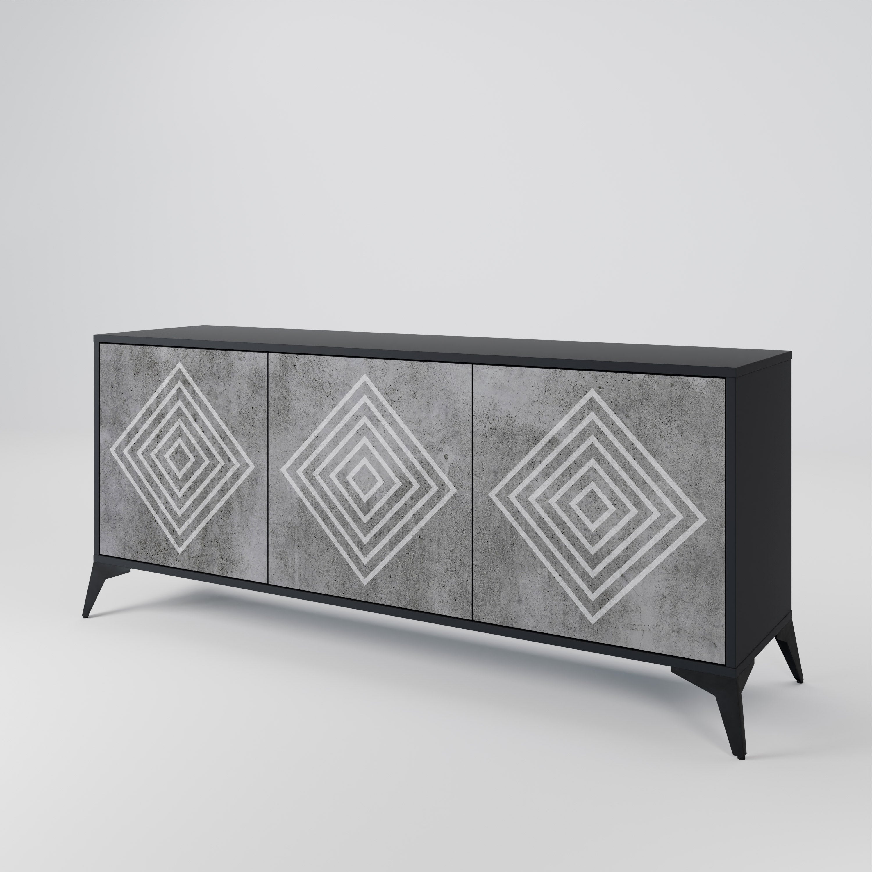 POLYGONAL ARTISTRY 3θυρο μπουφέ σε μαύρο φινίρισμα