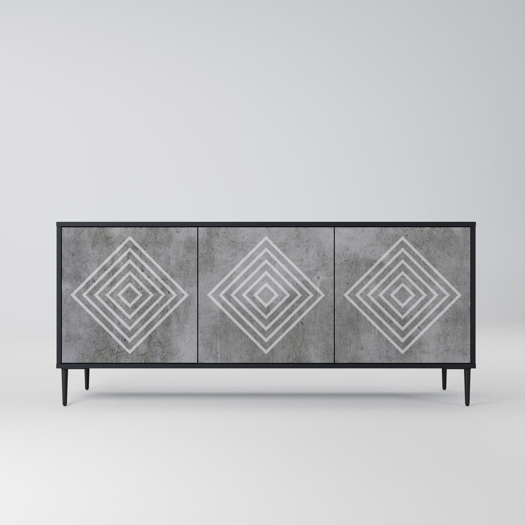 POLYGONAL ARTISTRY 3θυρο μπουφέ σε μαύρο φινίρισμα