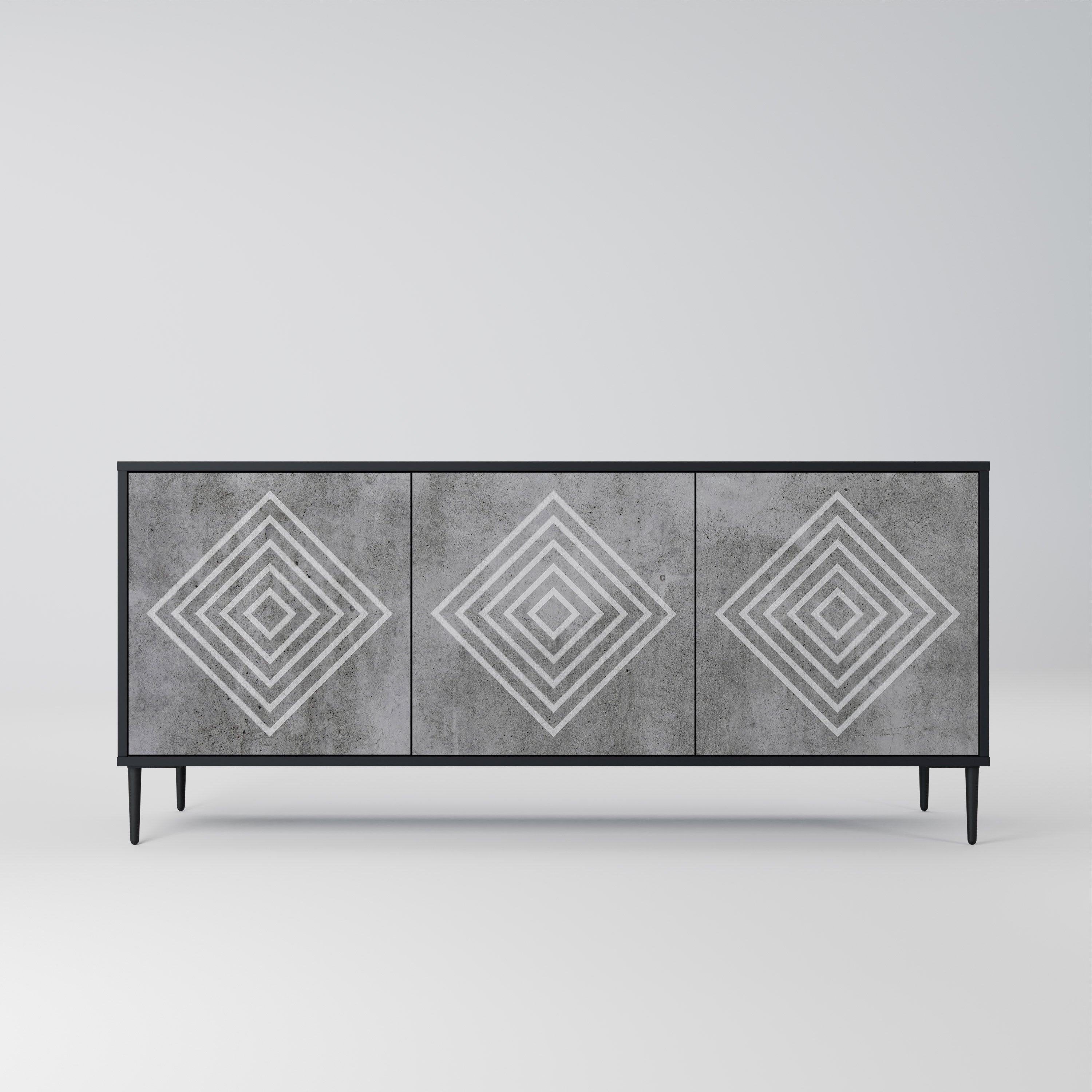 POLYGONAL ARTISTRY 3θυρο μπουφέ σε μαύρο φινίρισμα