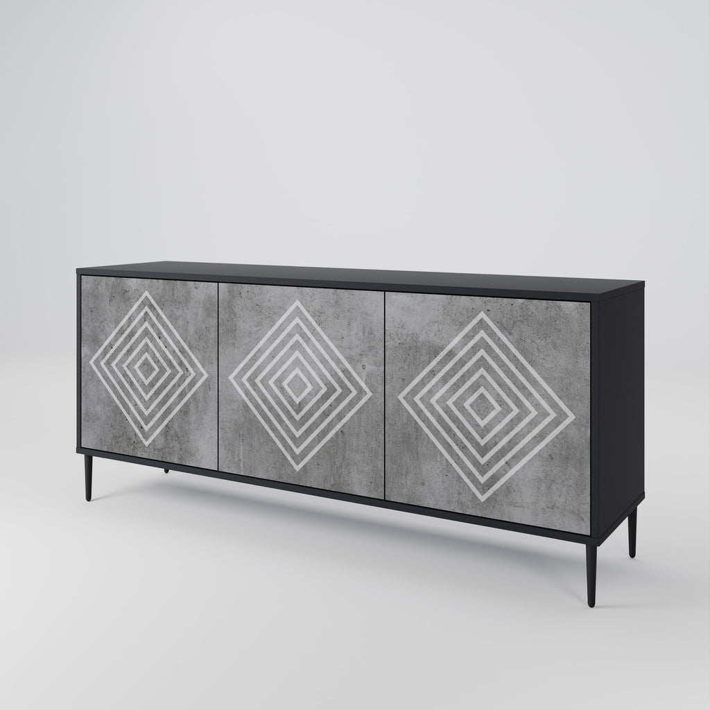 POLYGONAL ARTISTRY 3θυρο μπουφέ σε μαύρο φινίρισμα