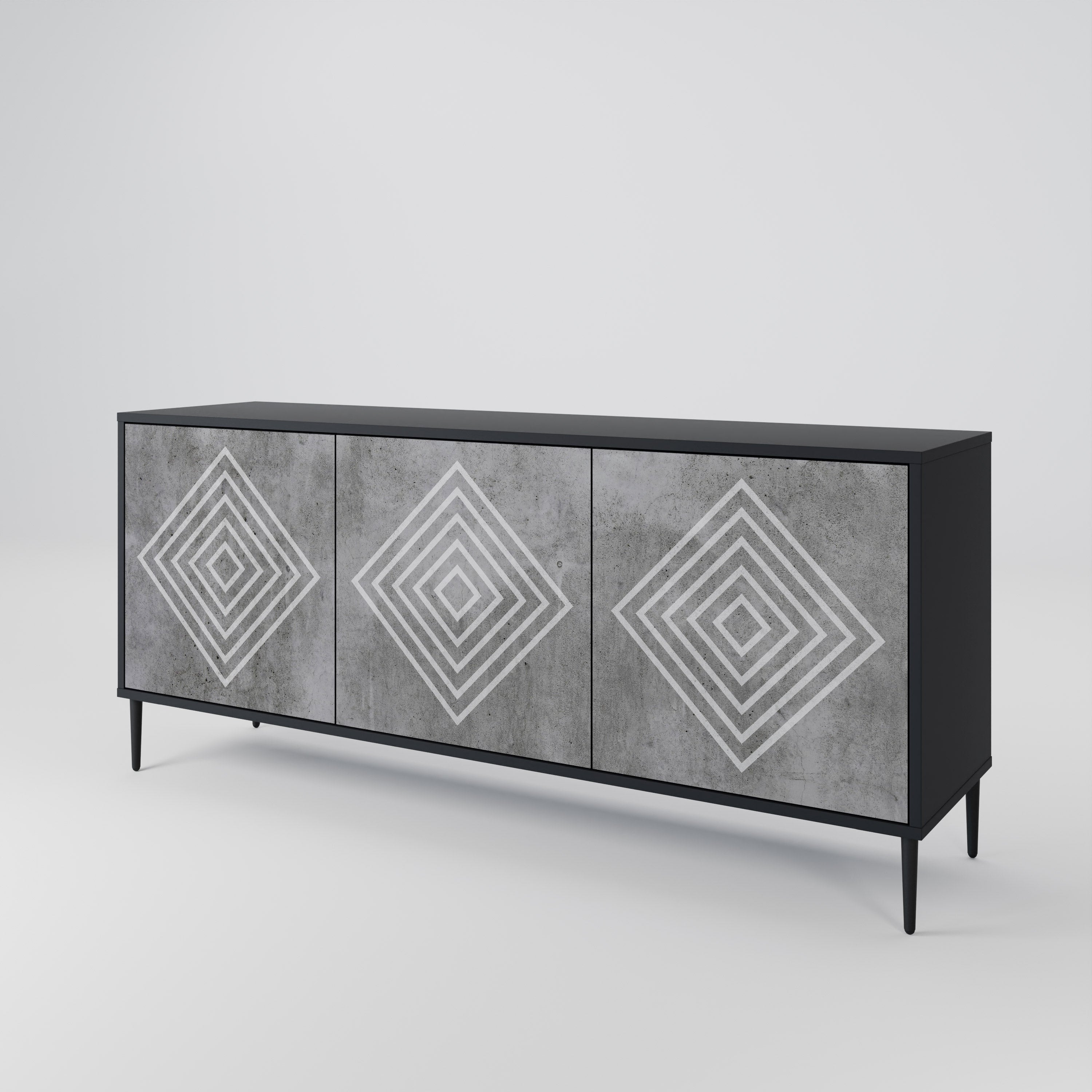 POLYGONAL ARTISTRY 3θυρο μπουφέ σε μαύρο φινίρισμα