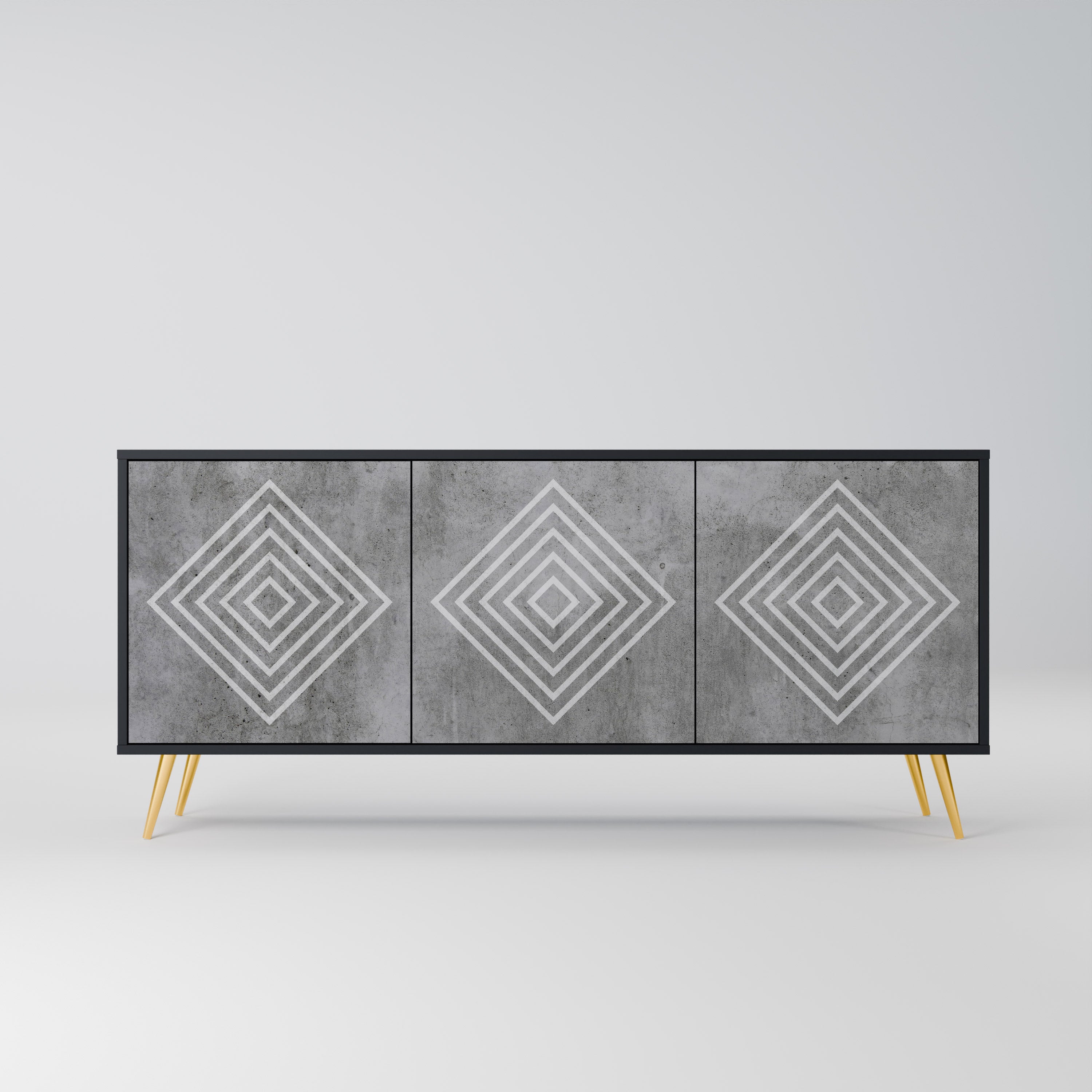 POLYGONAL ARTISTRY 3θυρο μπουφέ σε μαύρο φινίρισμα