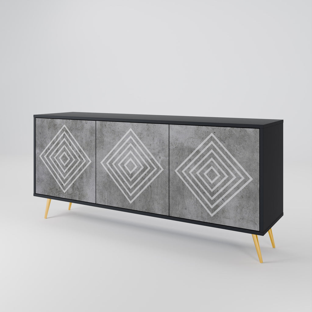 POLYGONAL ARTISTRY 3θυρο μπουφέ σε μαύρο φινίρισμα