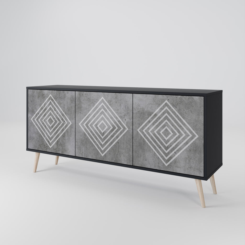 POLYGONAL ARTISTRY 3θυρο μπουφέ σε μαύρο φινίρισμα