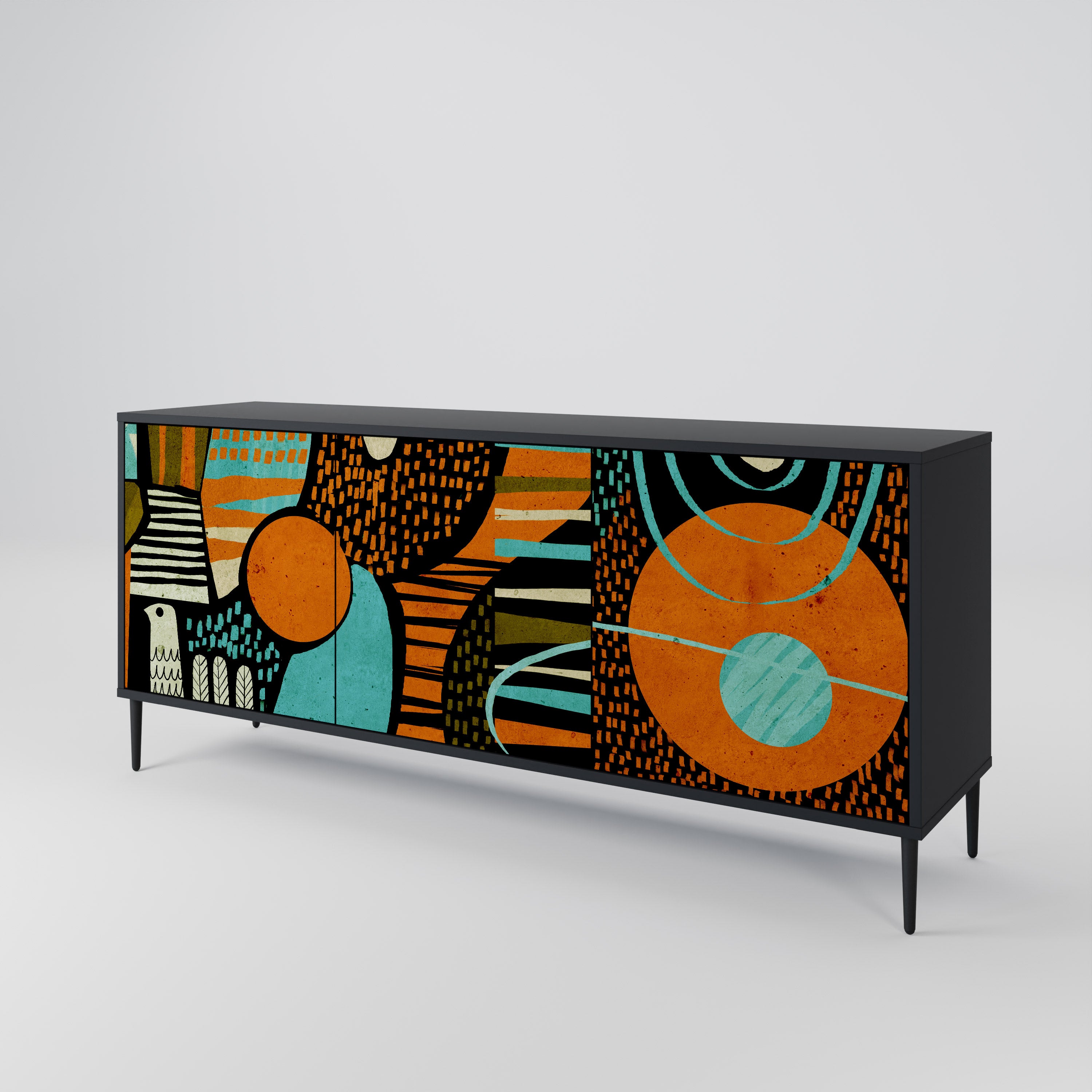 GEODE GLIMMER 3-Door Sideboard in Black Finish