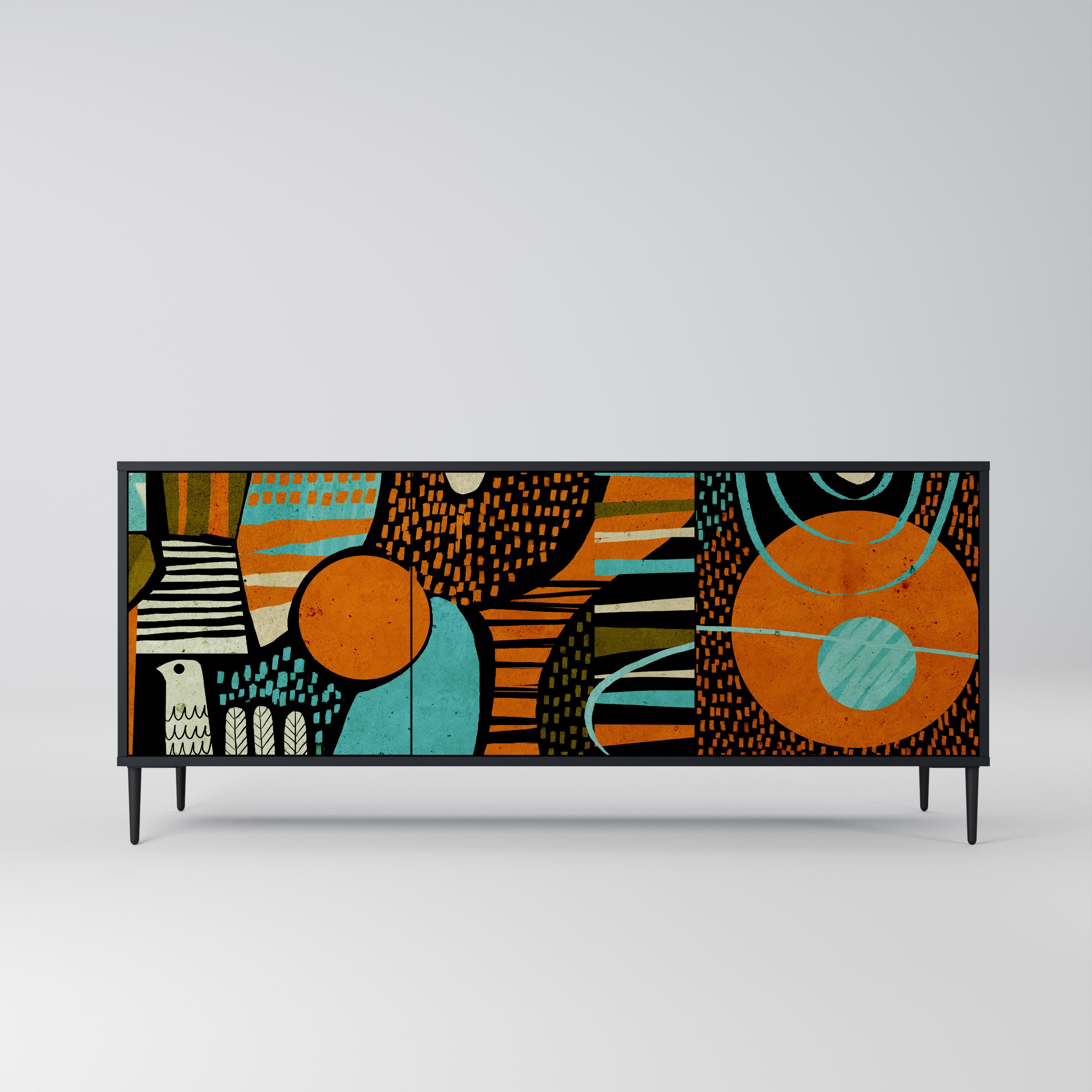 GEODE GLIMMER 3-Door Sideboard in Black Finish