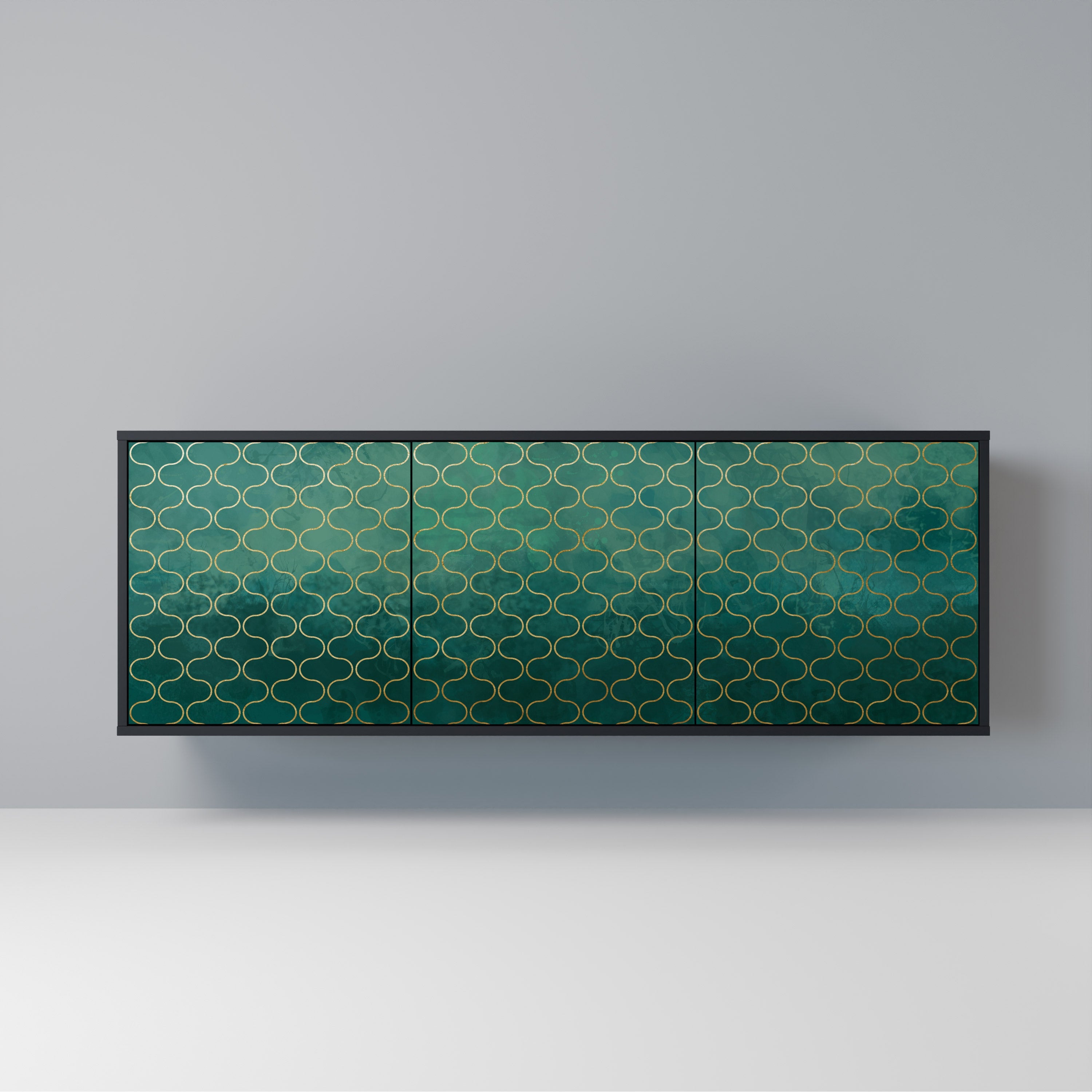 Μπουφές 3 θυρών TESSELATED GREENERY σε μαύρο φινίρισμα